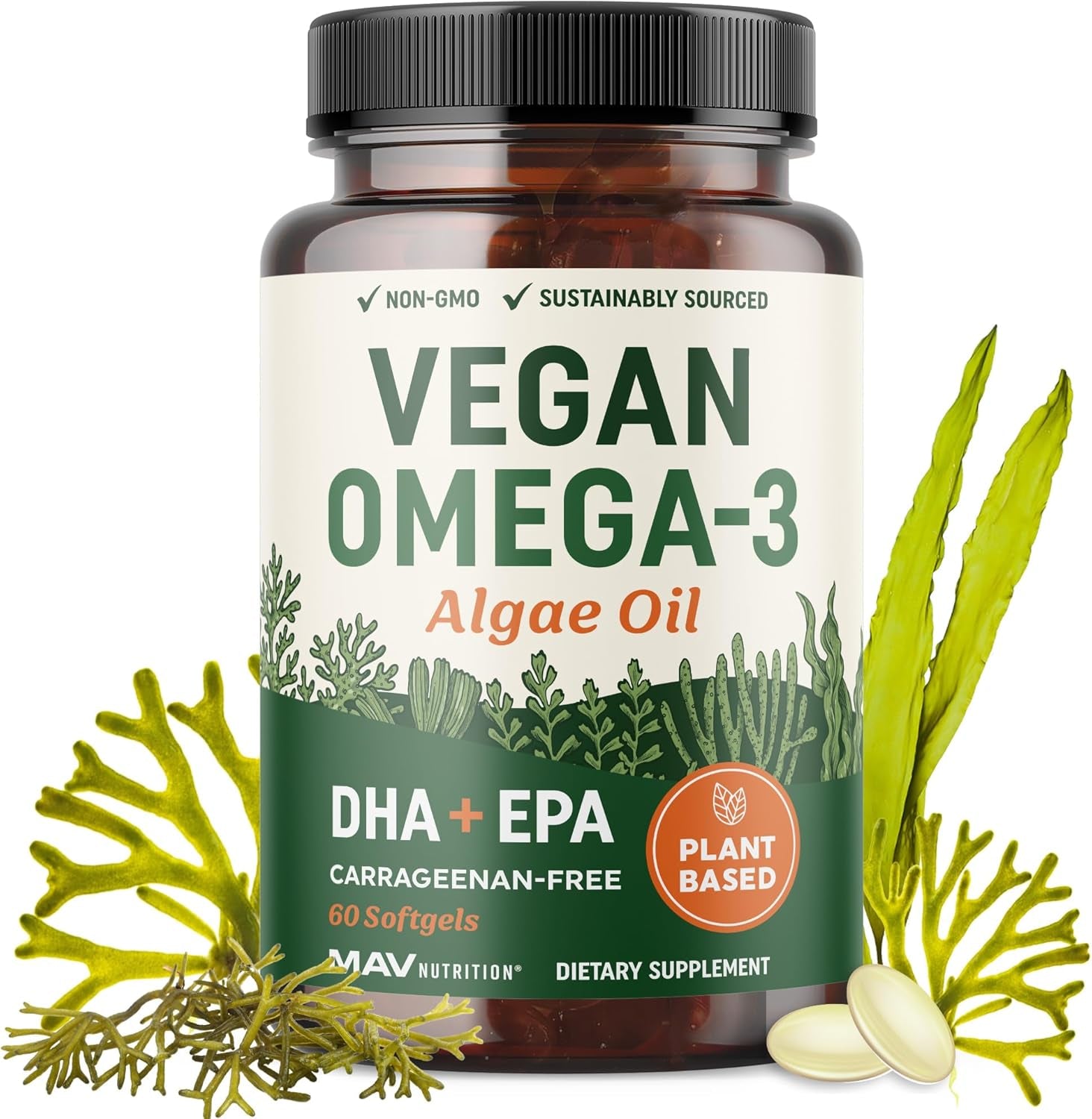 MAV Nutrition Vegan Omega 3 Algae Oil Capsules