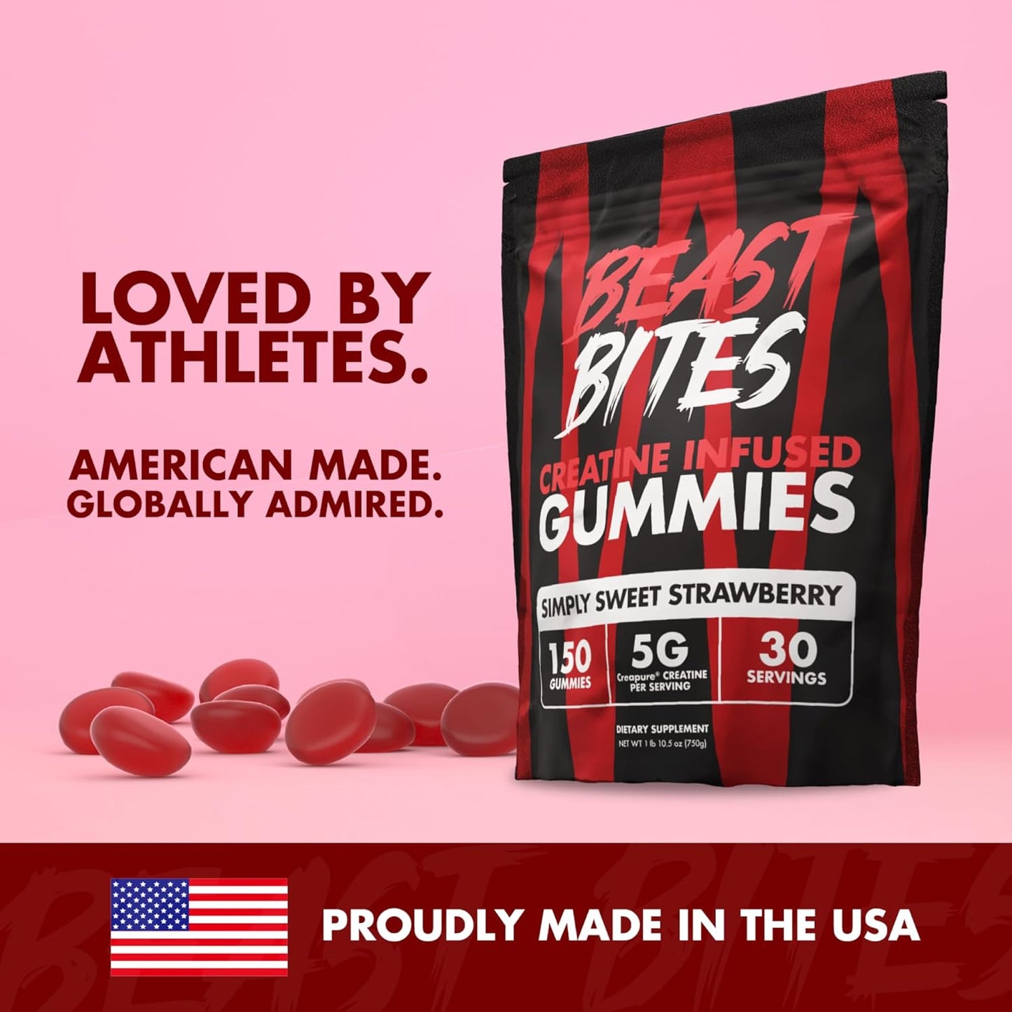 Creatine Infused Gummies - 5G Creapure Creatine Monohydrate per Serving - NSF Certified for Sport - 30 Servings