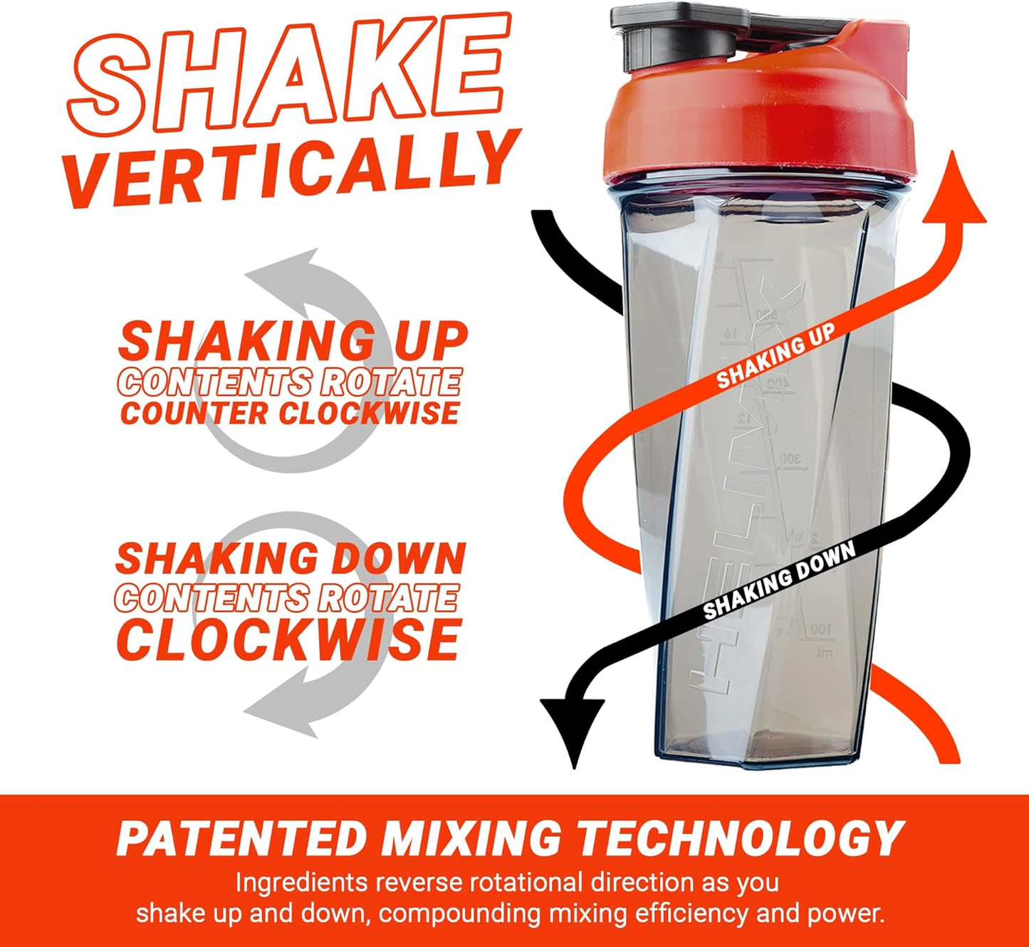 Helimix 2.0 Vortex Blender Shaker Bottle - Red