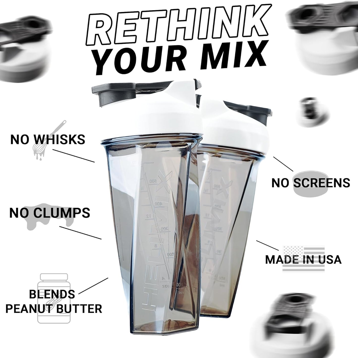 Helimix 2.0 Vortex Blender Shaker Bottle - White
