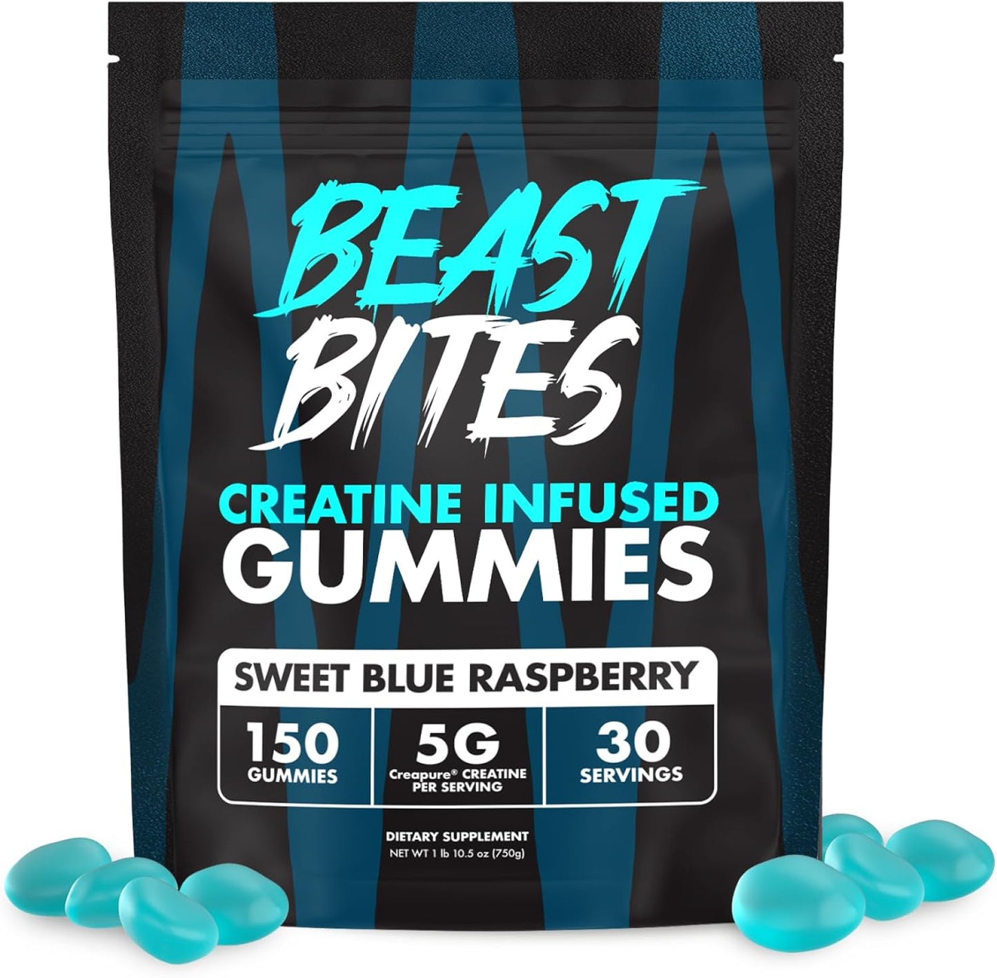 Beast Bites Creatine Infused Gummies - Blue Raspberry