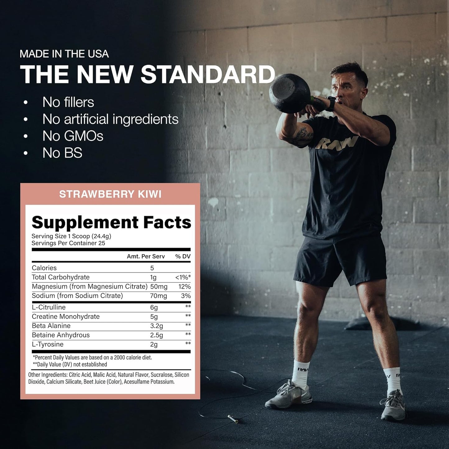 Raw Nutrition Non-Stim Pre-Workout Powder - Strawberry Kiwi