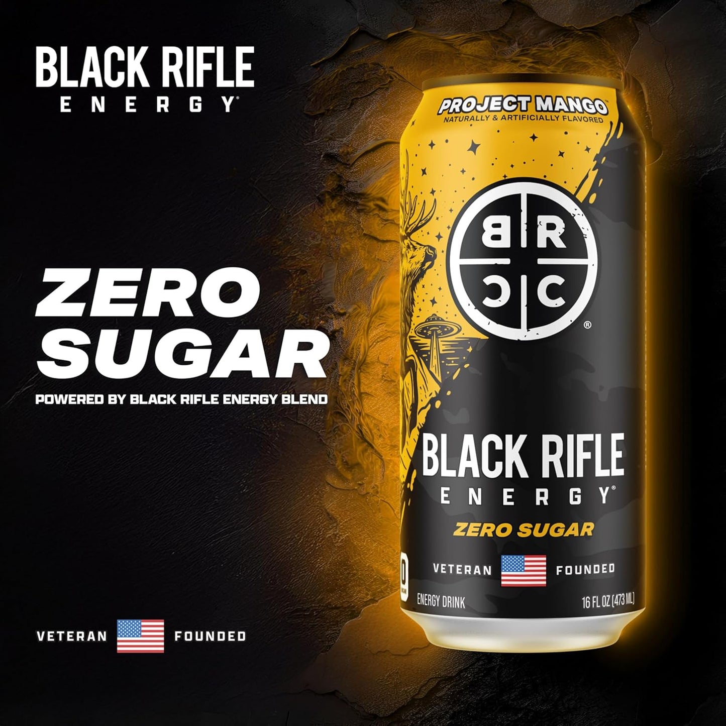 Project Mango Zero Sugar Energy Drink, 200Mg Caffeine, 16 Fl Oz Can (Pack of 12)