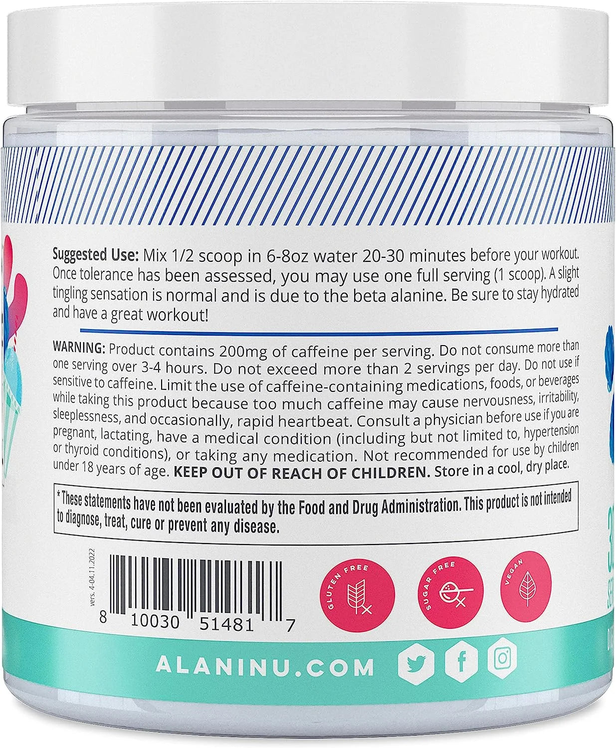 Alani Nu Pre Workout Powder - Blue Slush