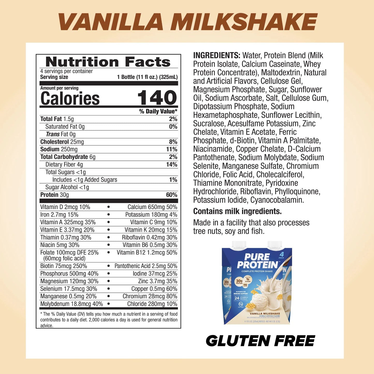 Pure Protein Shake - Vanilla Milkshake
