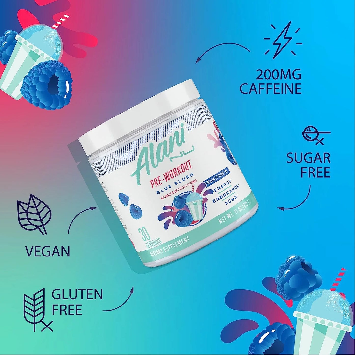 Alani Nu Pre Workout Powder - Blue Slush