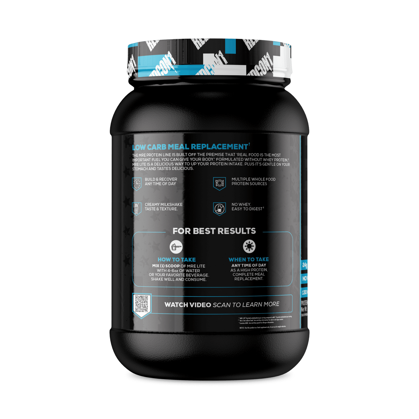 MRE Lite Whole Food Protein Powder, Cookies N' Cream - Low Carb & Whey Free Meal Replacement with Animal Protein Blends - Easy to Digest Supplement Made with MCT Oils (30 Servings)