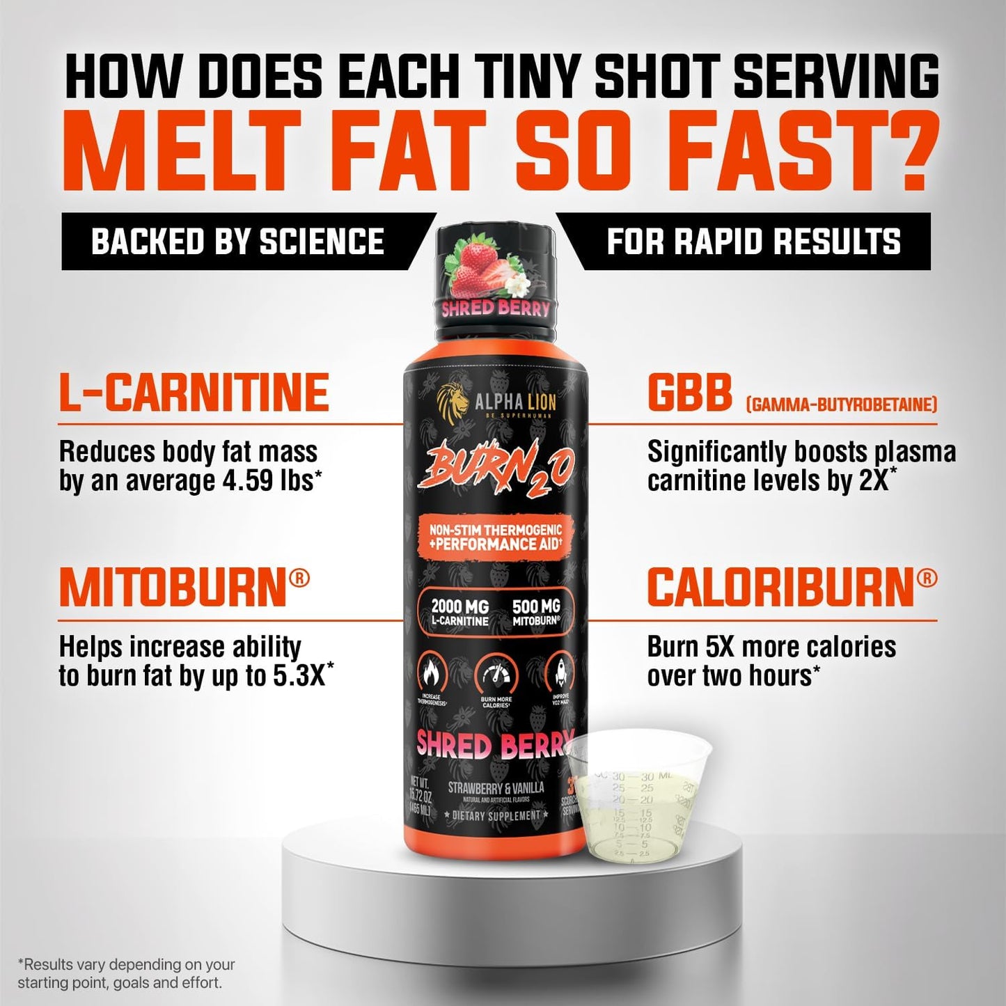Alpha Lion Burn2O L-Carnitine Liquid Fat Burner - Shredberry