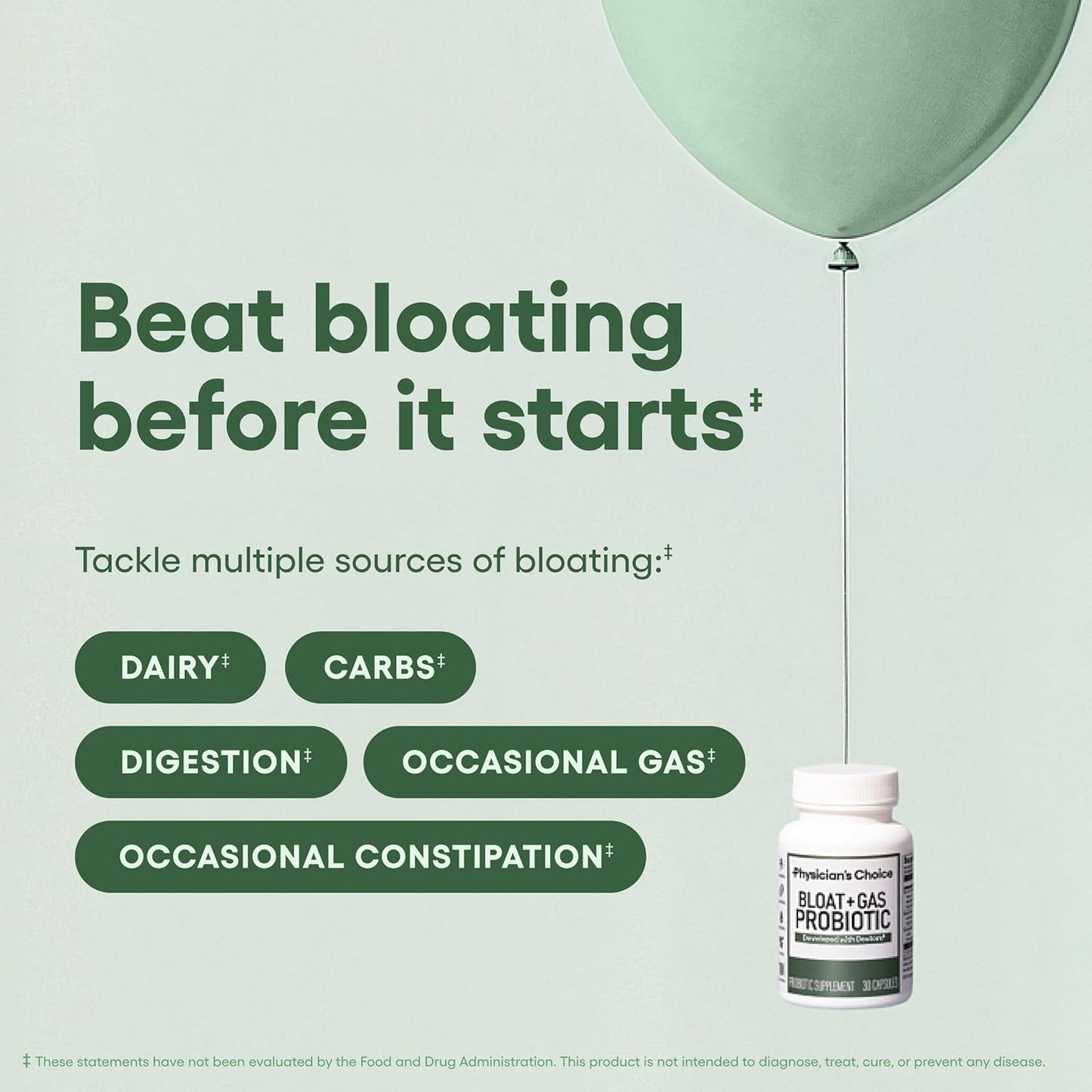 Bloat & Gas Probiotic 5-In-1 Proactive Support + Daily Relief - Digestion & Gut Health- Herbals, Digestive Enzymes, Post & Prebiotics - Gas Relief for Adults - Women & Men - 30Ct