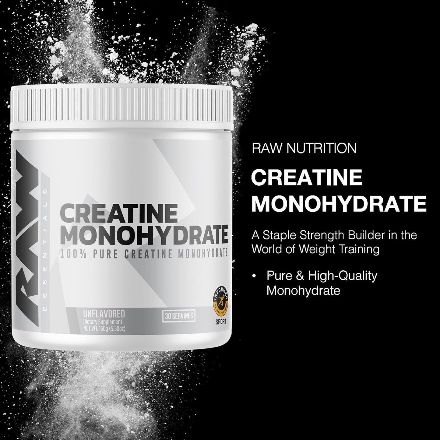 Raw Nutrition Creatine Monohydrate Powder - Unflavored