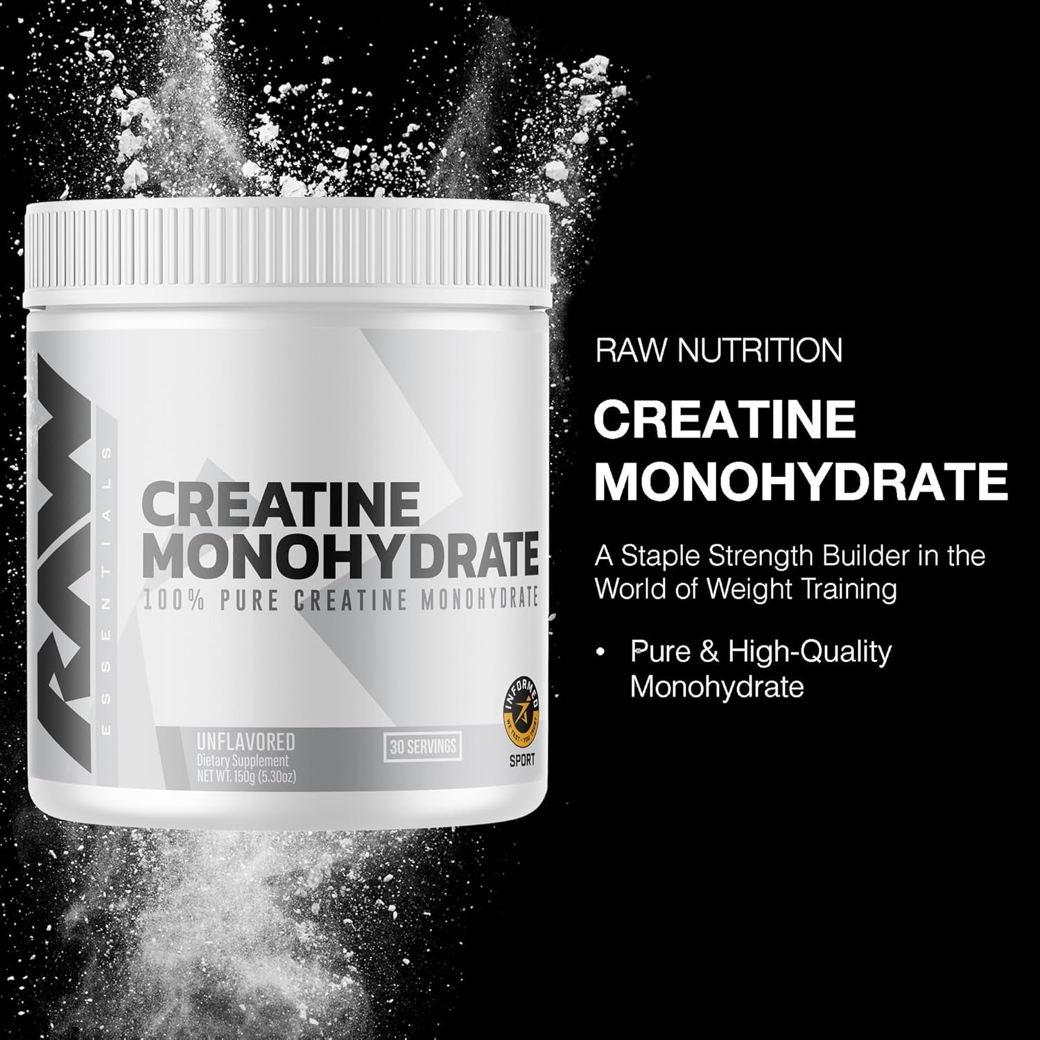 Raw Nutrition Creatine Monohydrate Powder - Unflavored