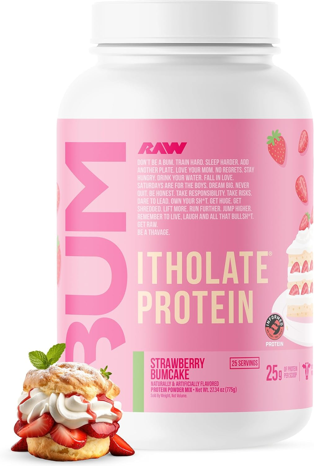 Raw Nutrition Whey Isolate Protein Powder - Strawberry Bumcake (CBUM Itholate Protein)