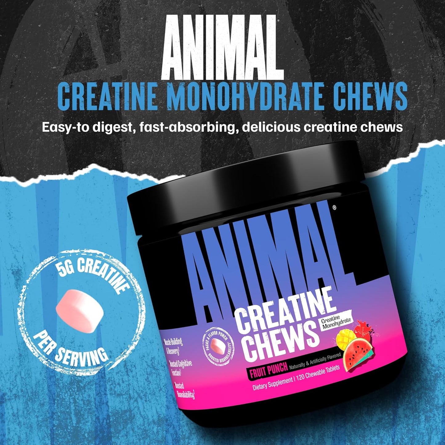 Animal Creatine Chews Tablets - Fruit Punch