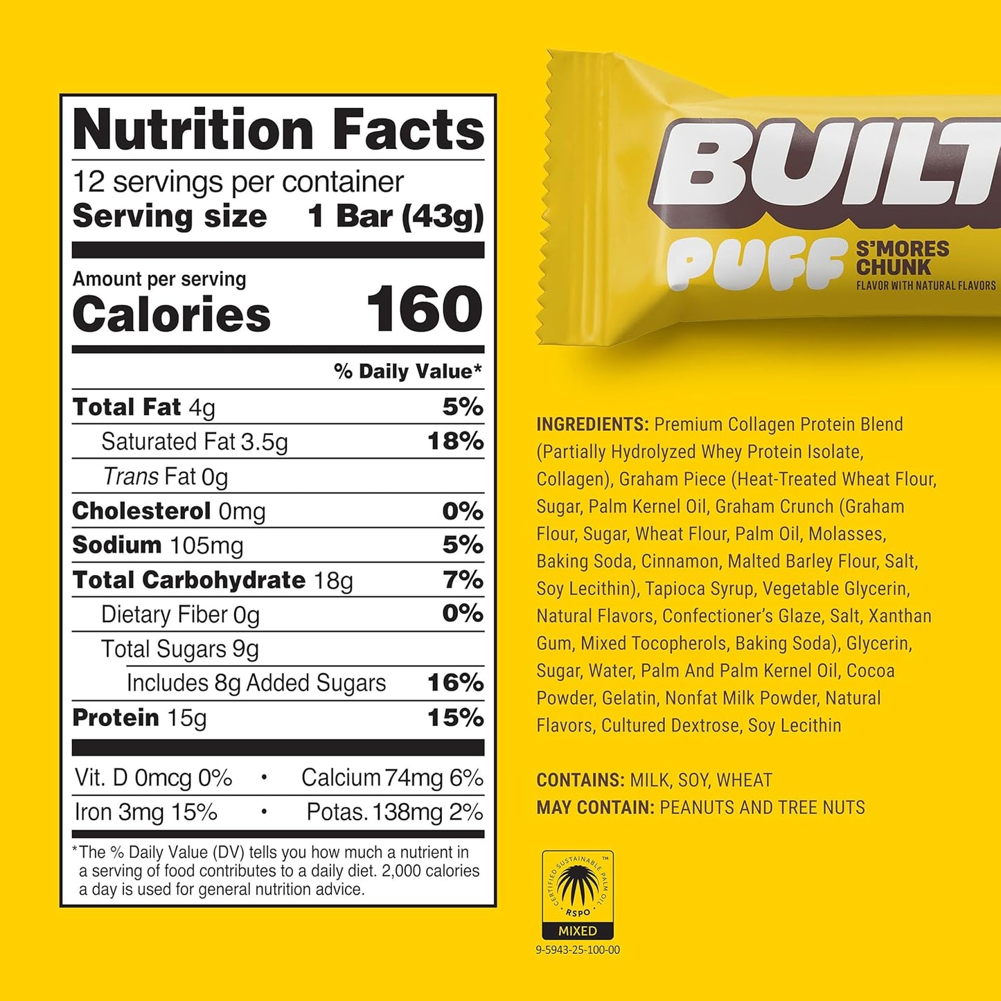 Built Puff Protein Bars - S'Mores Chunk