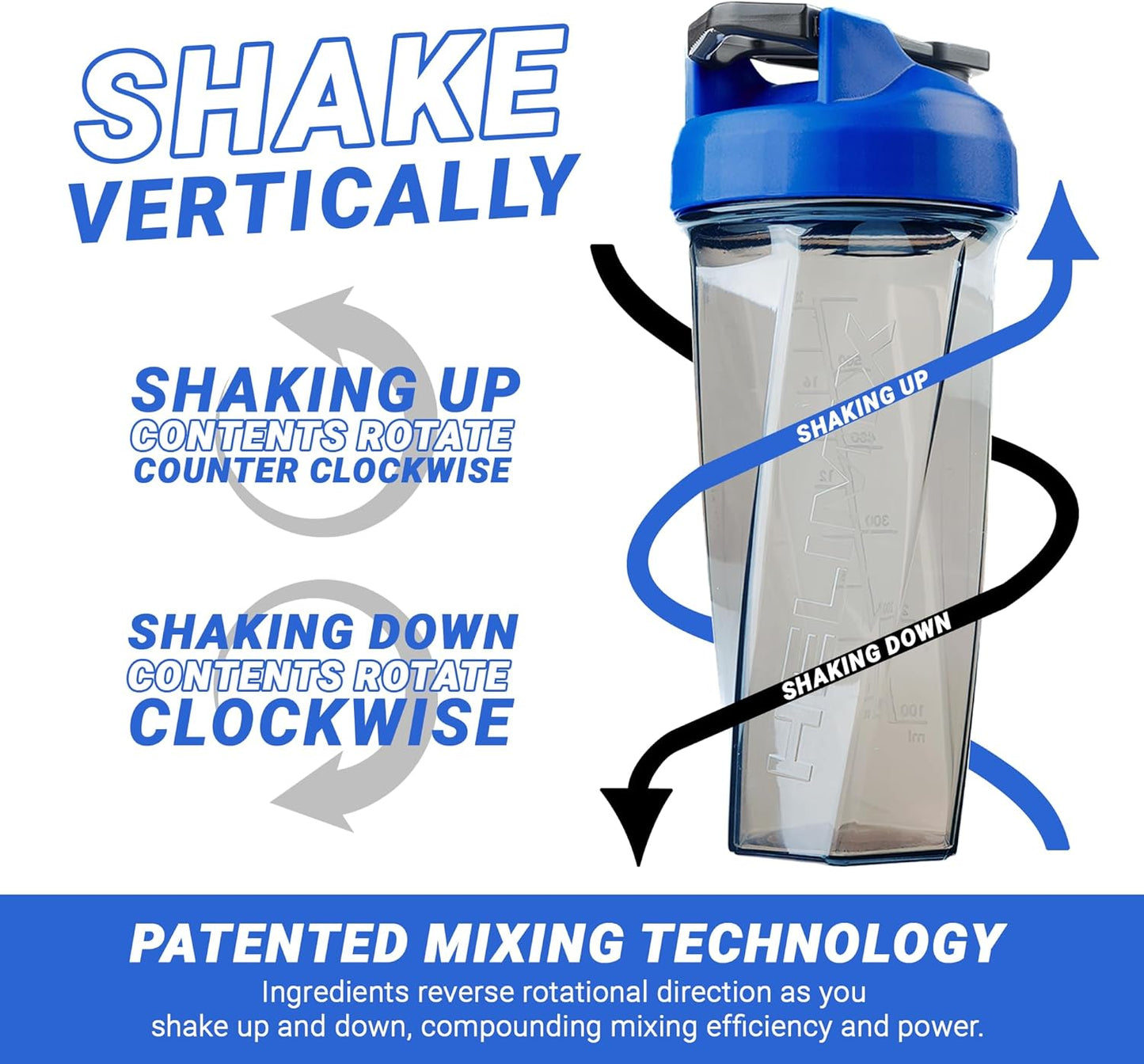 Helimix 2.0 Vortex Blender Shaker Bottle - Blue