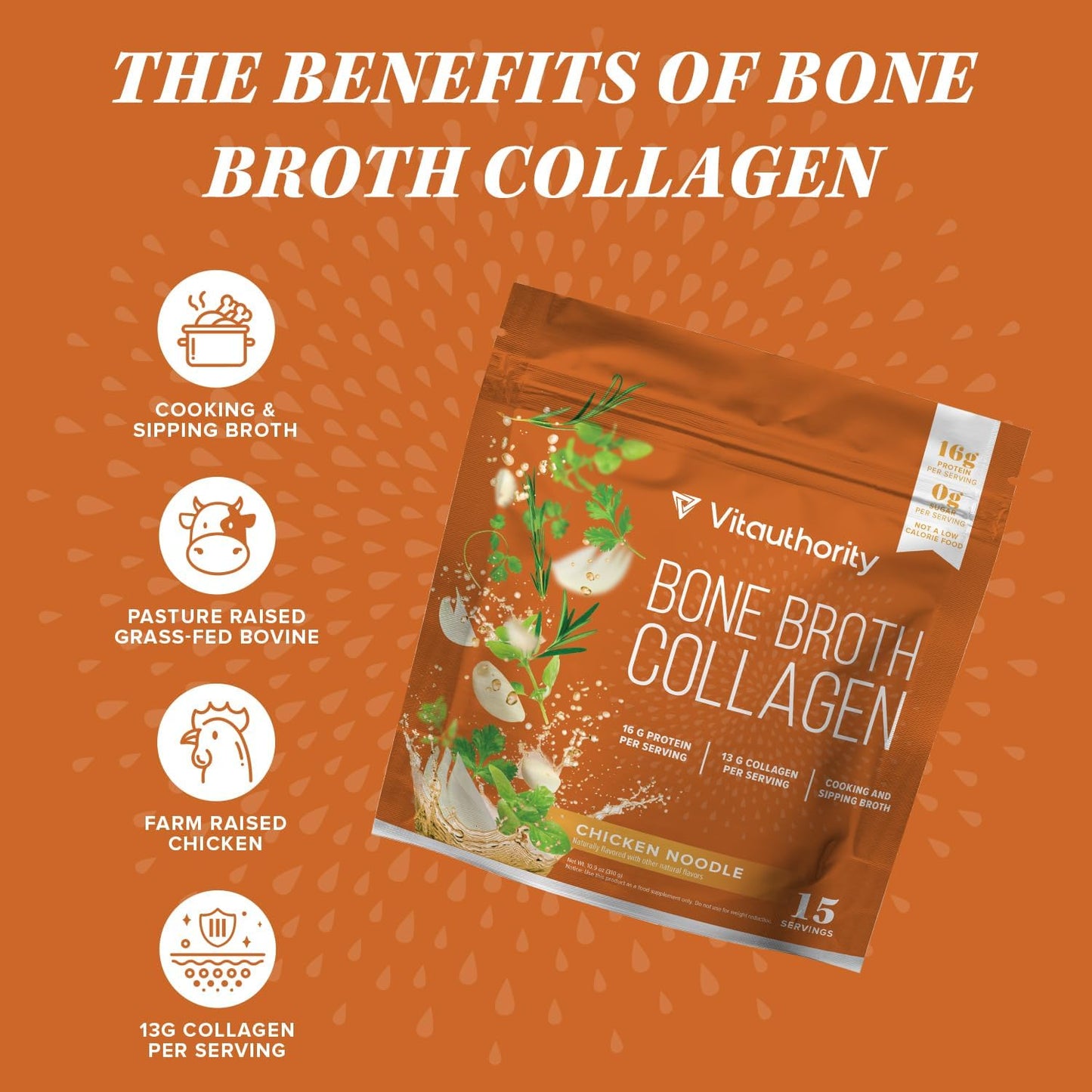 Vitauthority Bone Broth Collagen - Chicken Noodle