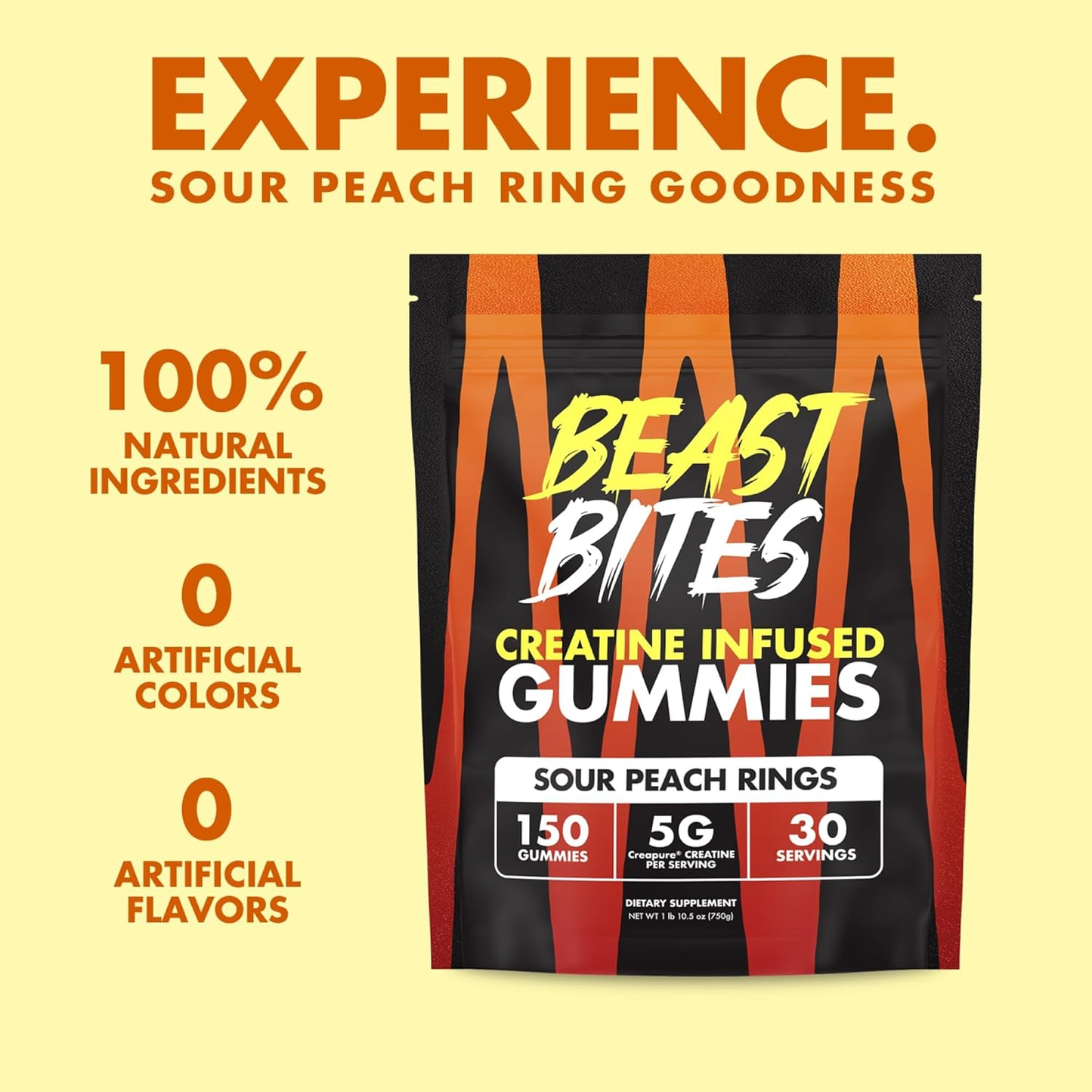 Beast Bites Creatine Infused Gummies - Sour Peach