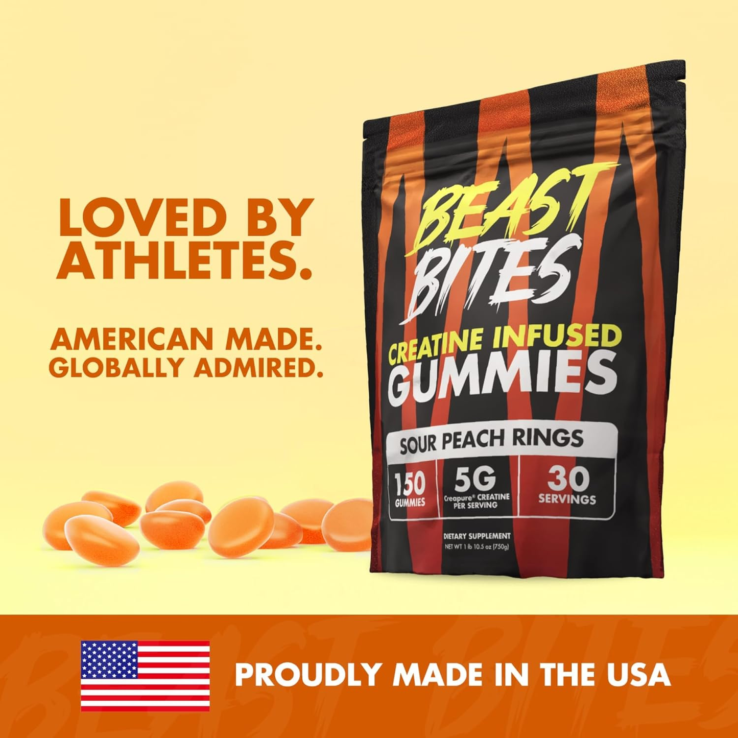 Beast Bites Creatine Infused Gummies - Sour Peach