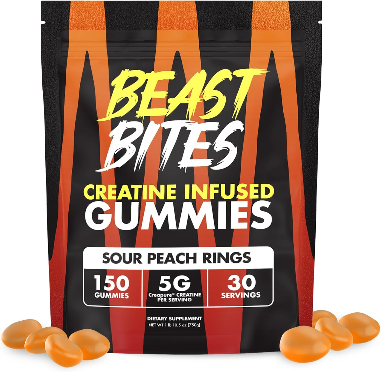 Beast Bites Creatine Infused Gummies - Sour Peach