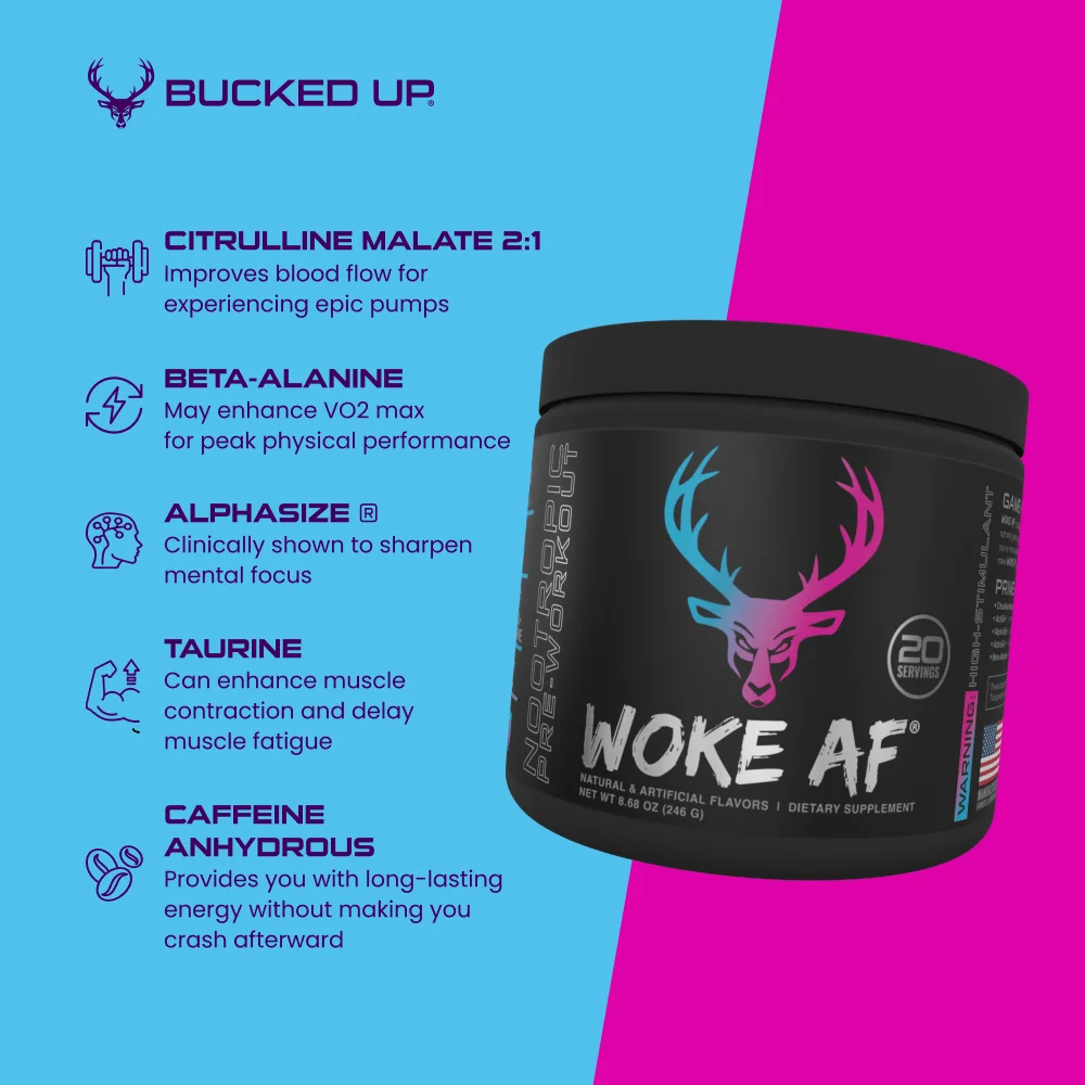 Bucked Up Woke AF Pre-Workout Powder - Miami