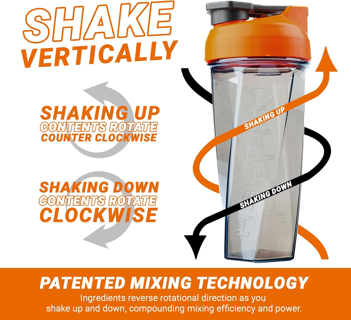 Helimix 2.0 Vortex Blender Shaker Bottle - Orange