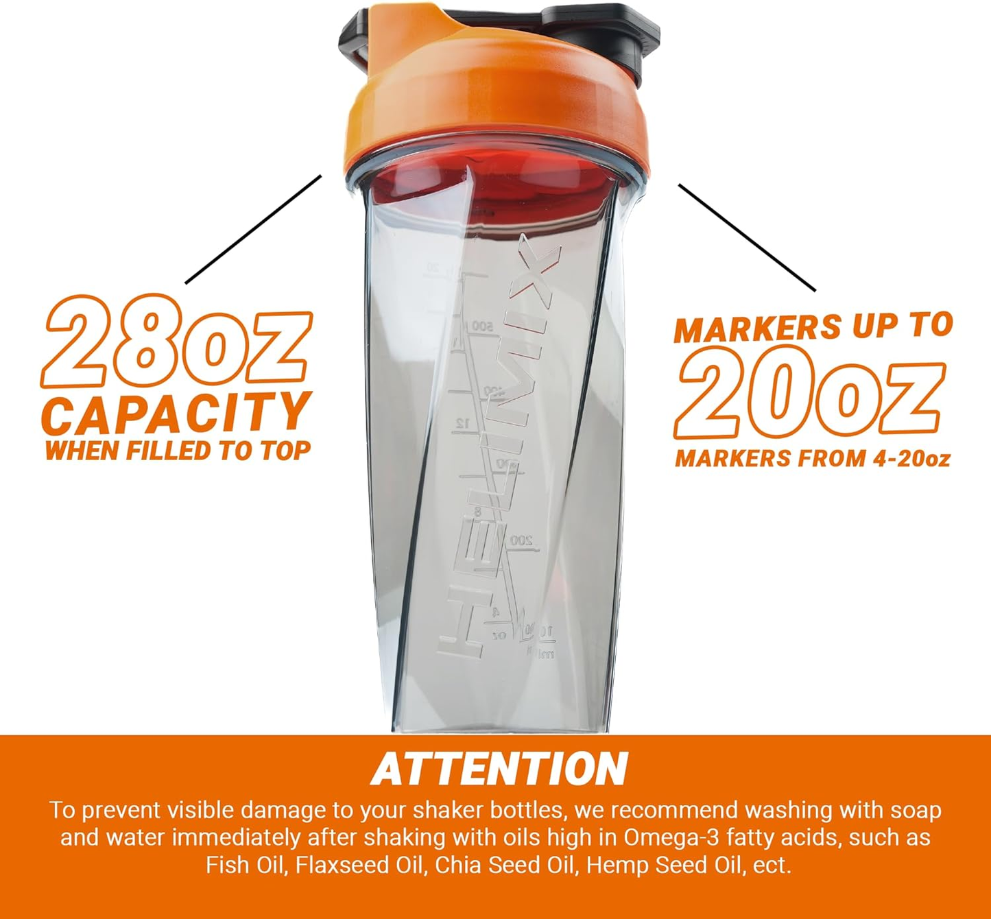 Helimix 2.0 Vortex Blender Shaker Bottle - Orange