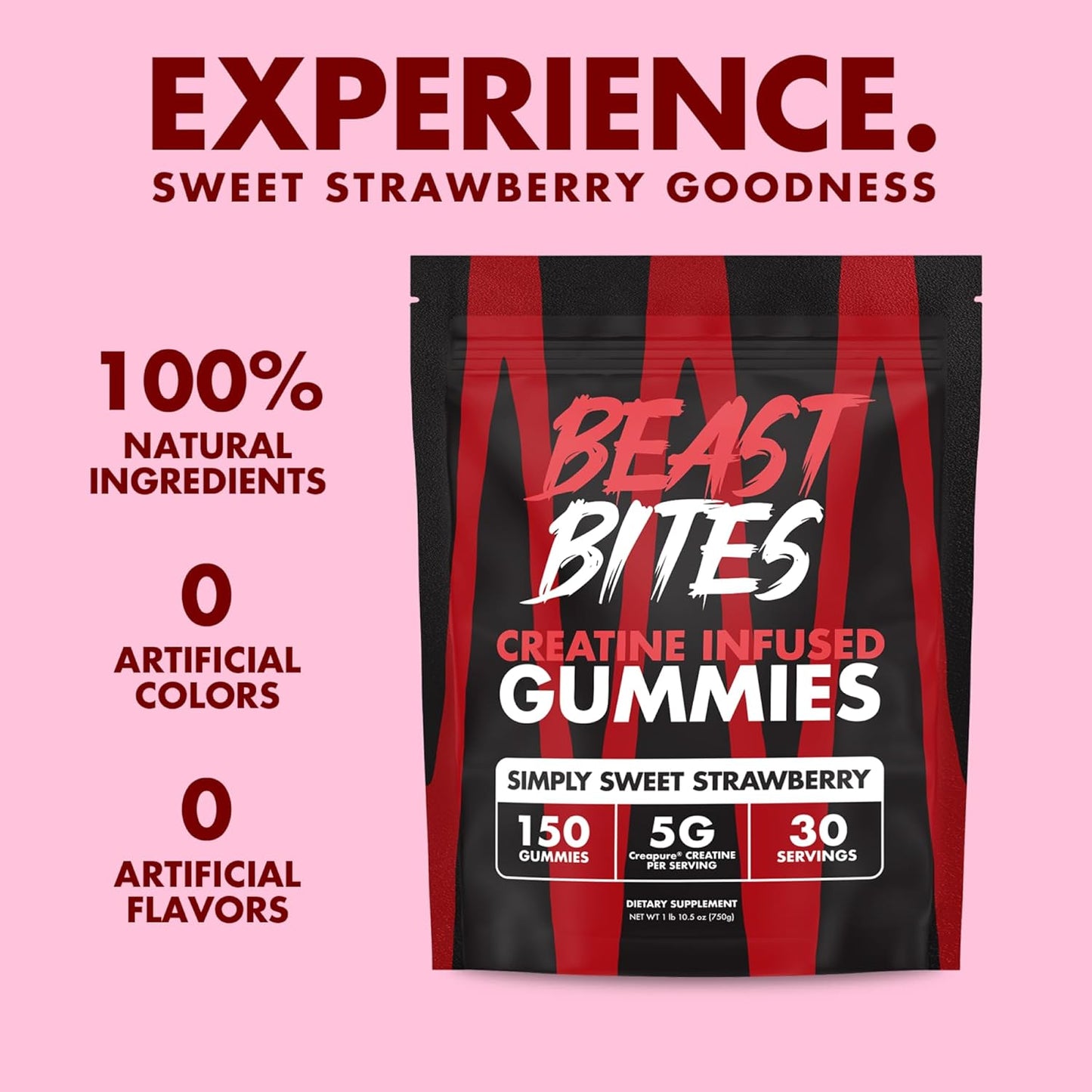 Creatine Infused Gummies - 5G Creapure Creatine Monohydrate per Serving - NSF Certified for Sport - 30 Servings