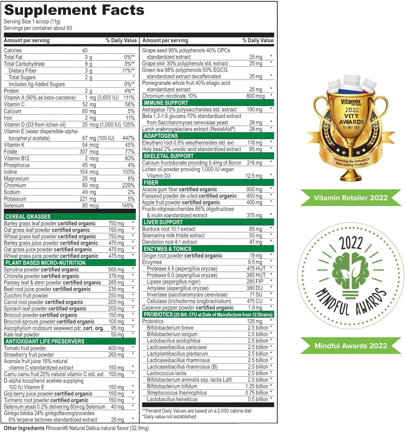 Vibrant Health Green Vibrance Vegan Superfood Powder