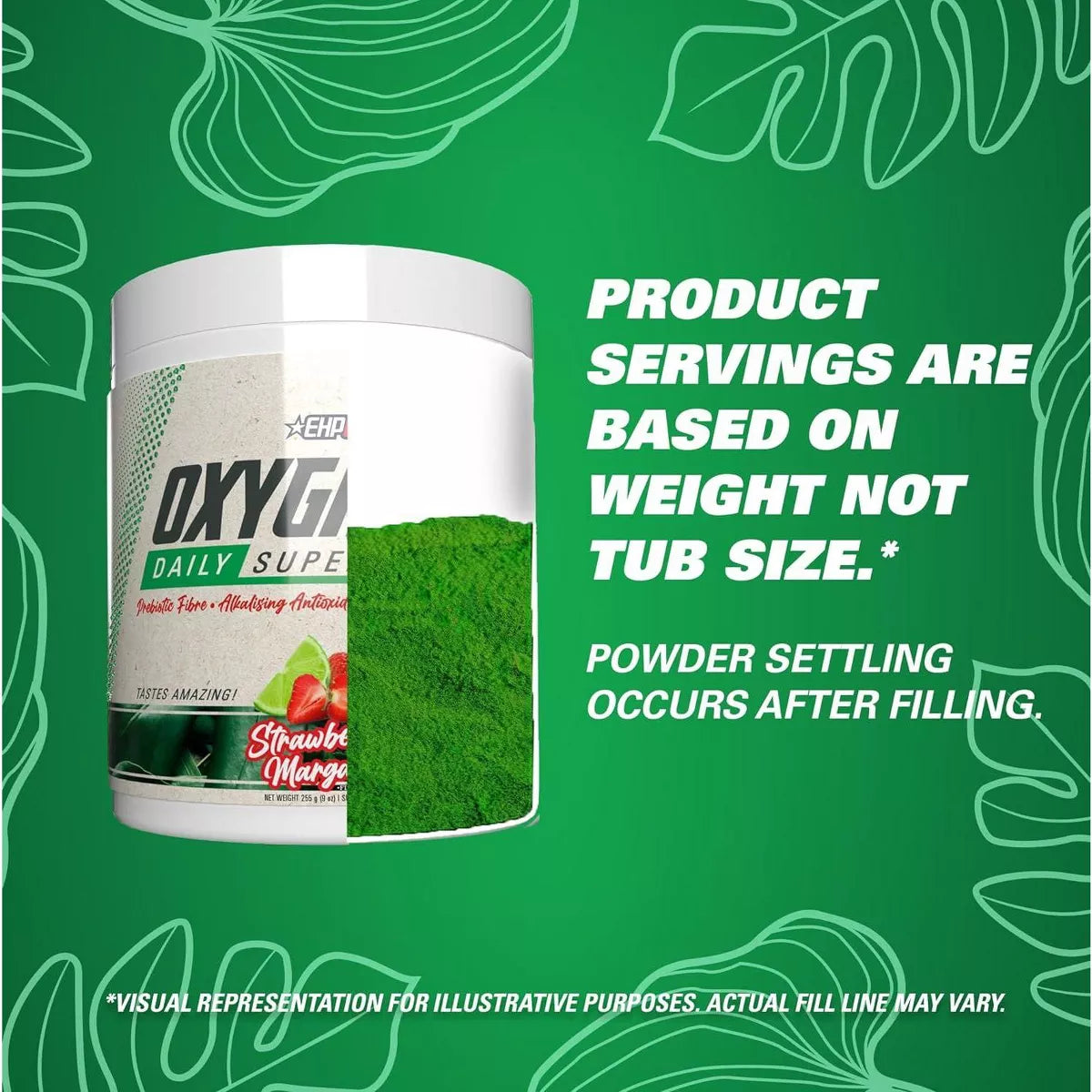 Ehplabs Oxygreens Super Greens Powder - Spirulina & Chlorella Superfood, Green Juice Powder & Greens Supplements, 30 Serves (Strawb. Margarita)