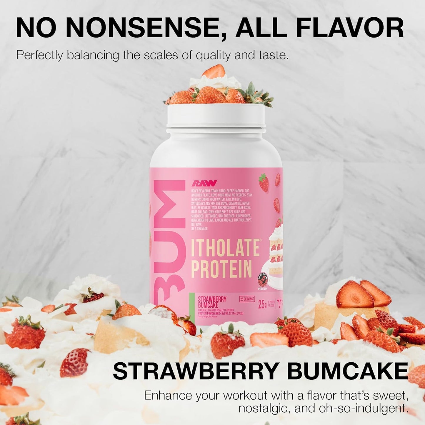 Raw Nutrition Whey Isolate Protein Powder - Strawberry Bumcake (CBUM Itholate Protein)
