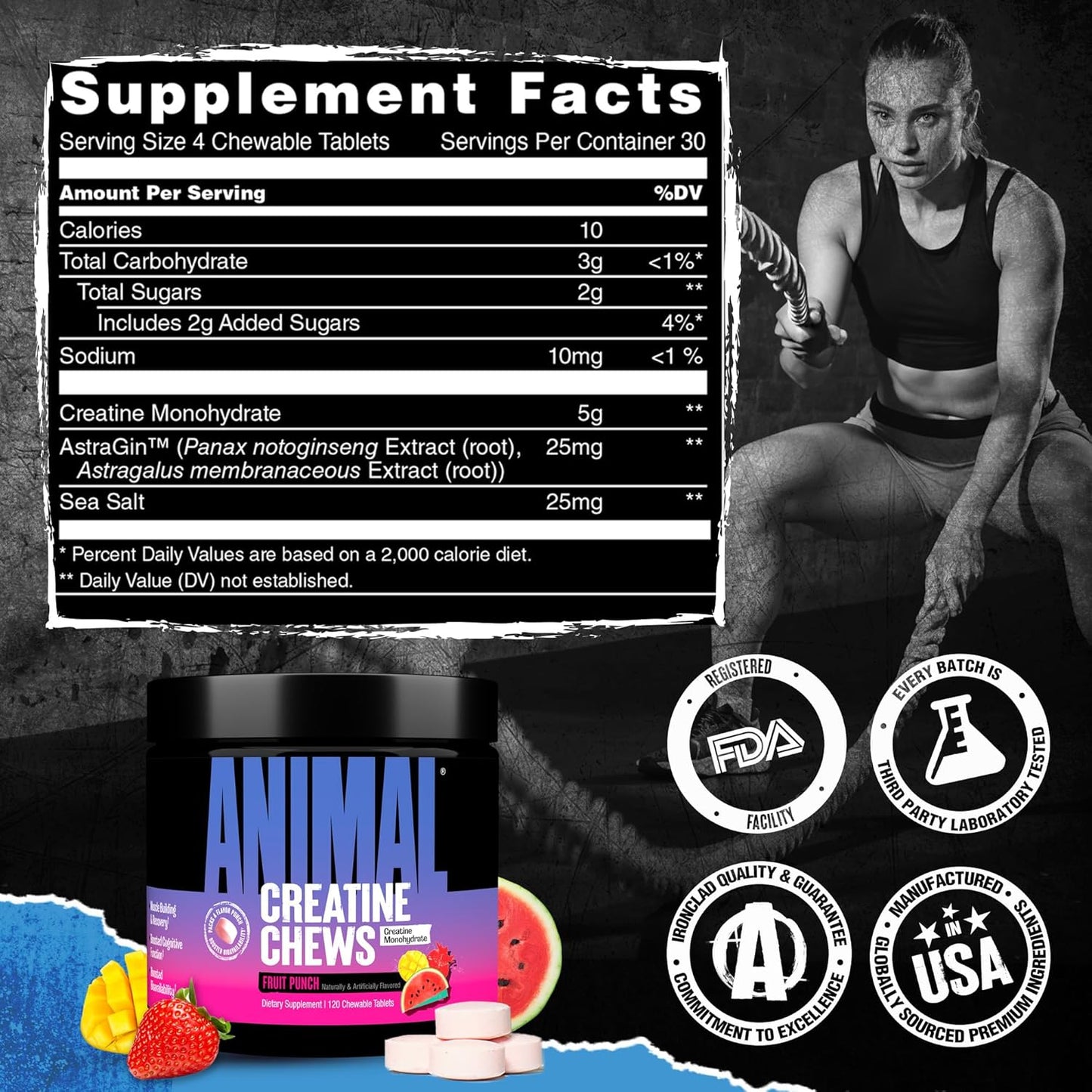 Animal Creatine Chews Tablets - Fruit Punch
