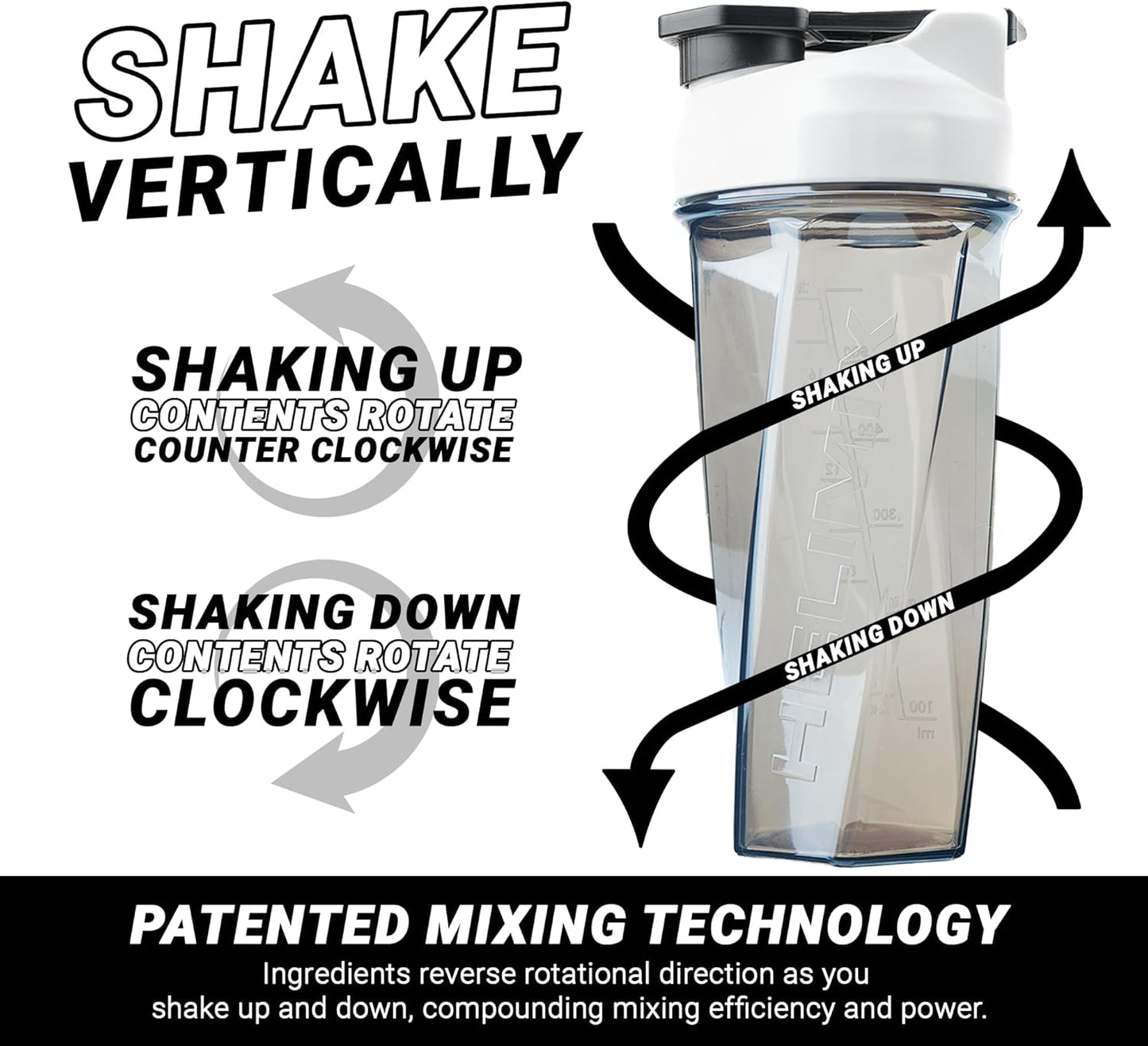 Helimix 2.0 Vortex Blender Shaker Bottle - White