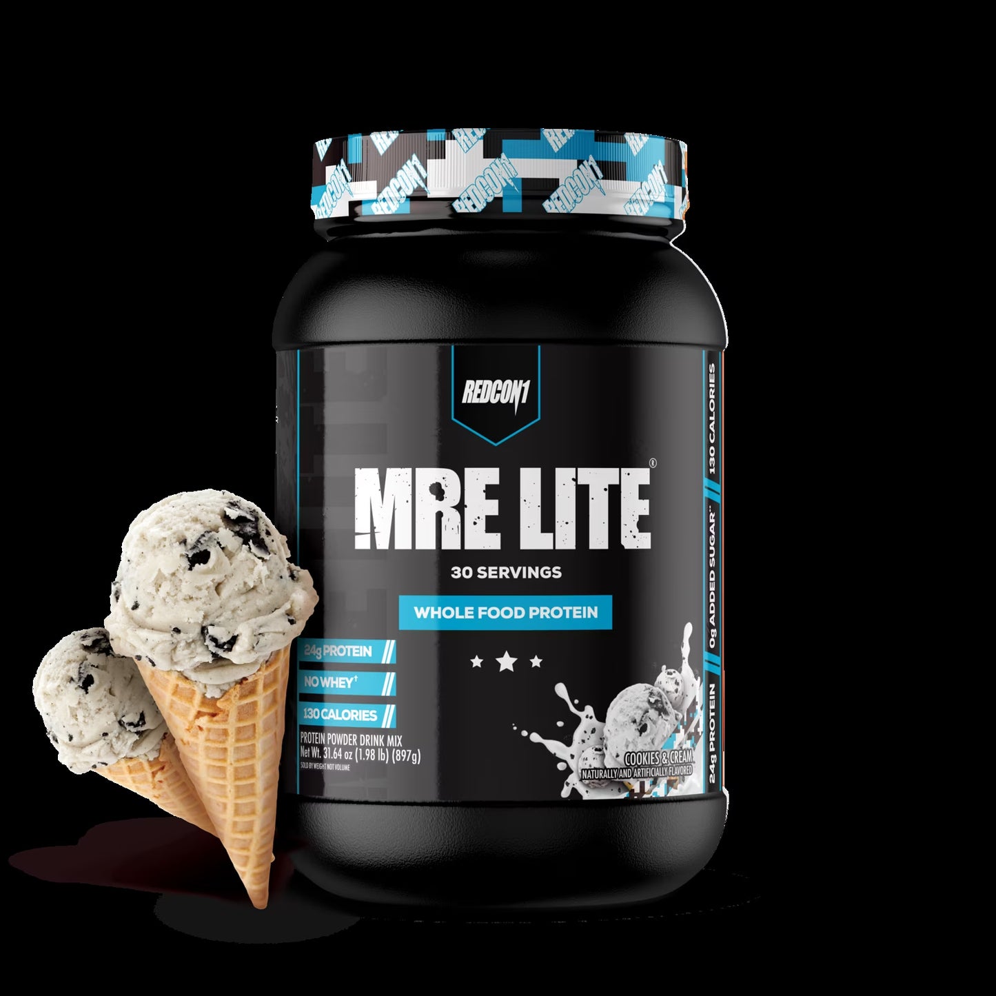 MRE Lite Whole Food Protein Powder, Cookies N' Cream - Low Carb & Whey Free Meal Replacement with Animal Protein Blends - Easy to Digest Supplement Made with MCT Oils (30 Servings)