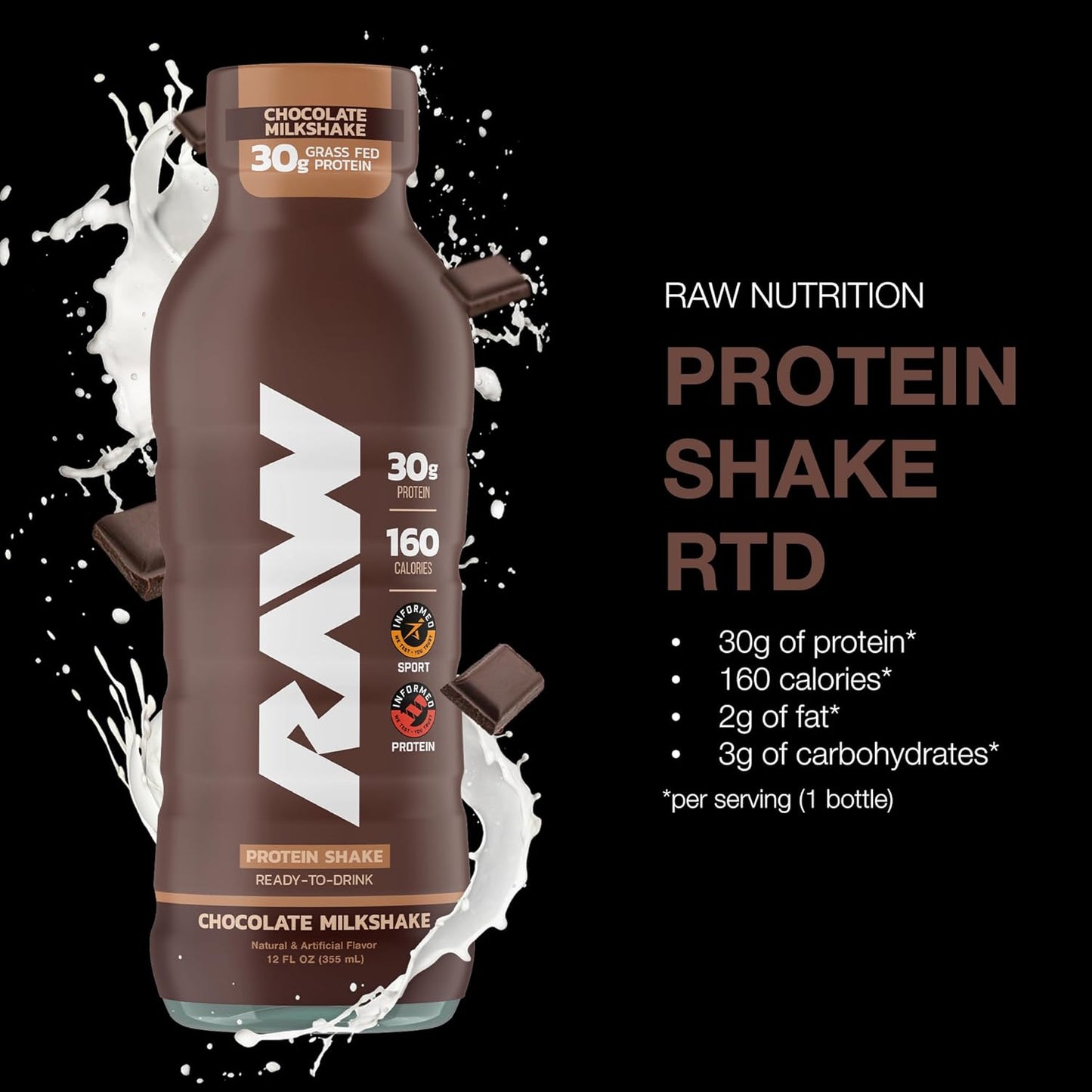 Raw Nutrition RTD Protein Shakes - Chocolate