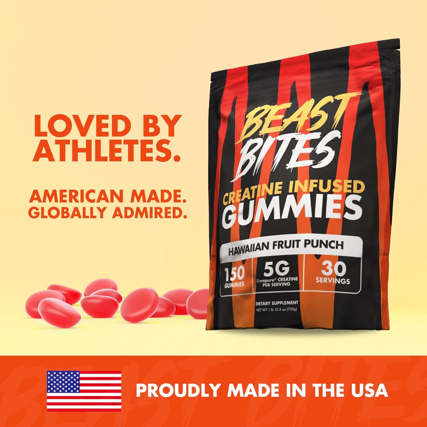 Creatine Infused Gummies - 5G Creapure Creatine Monohydrate per Serving - NSF Certified for Sport - 30 Servings