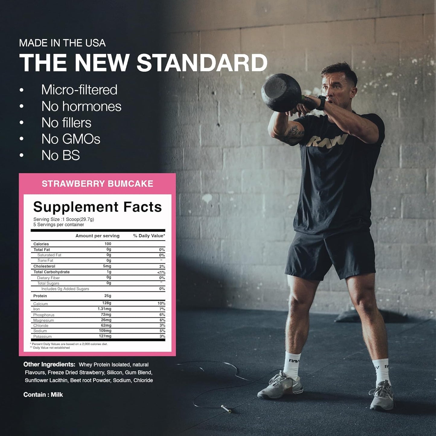 Raw Nutrition Whey Isolate Protein Powder - Strawberry Bumcake (CBUM Itholate Protein)