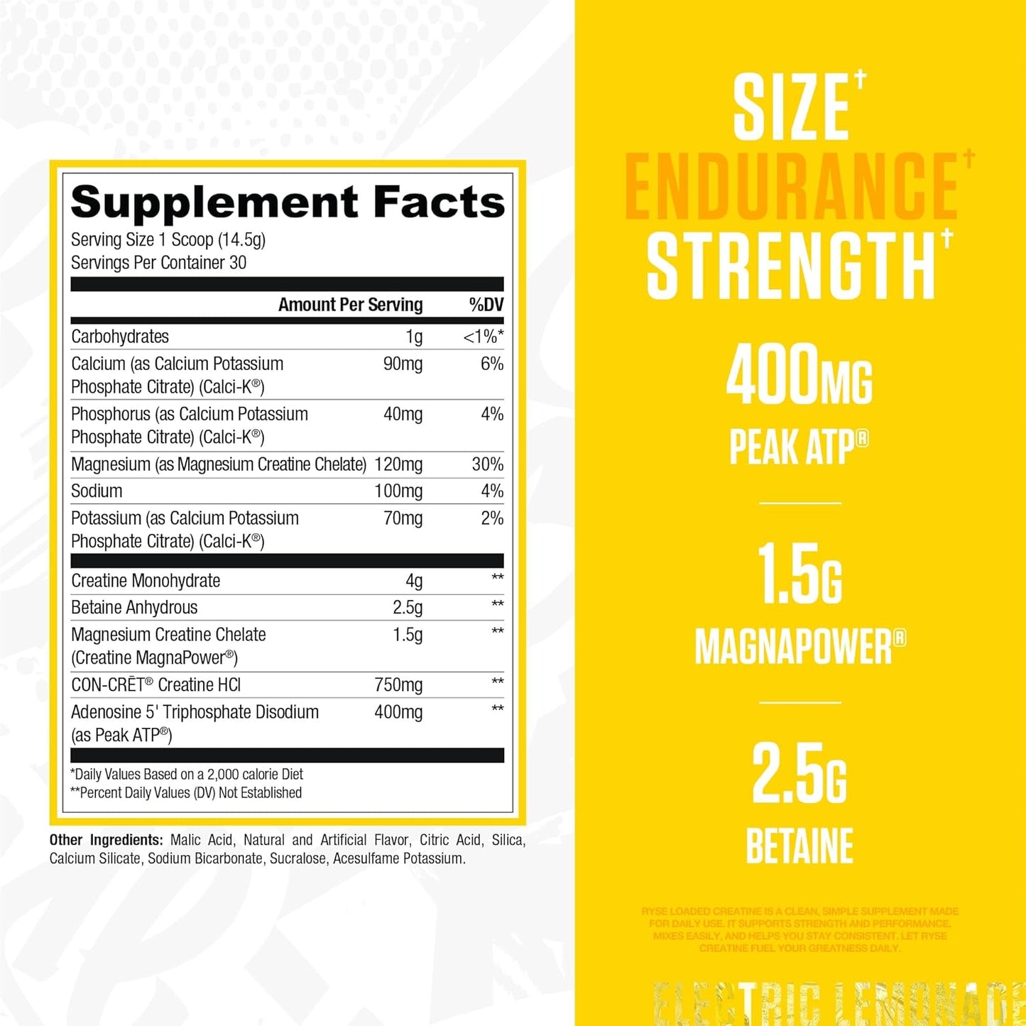 RYSE Loaded Creatine - Electric Lemonade