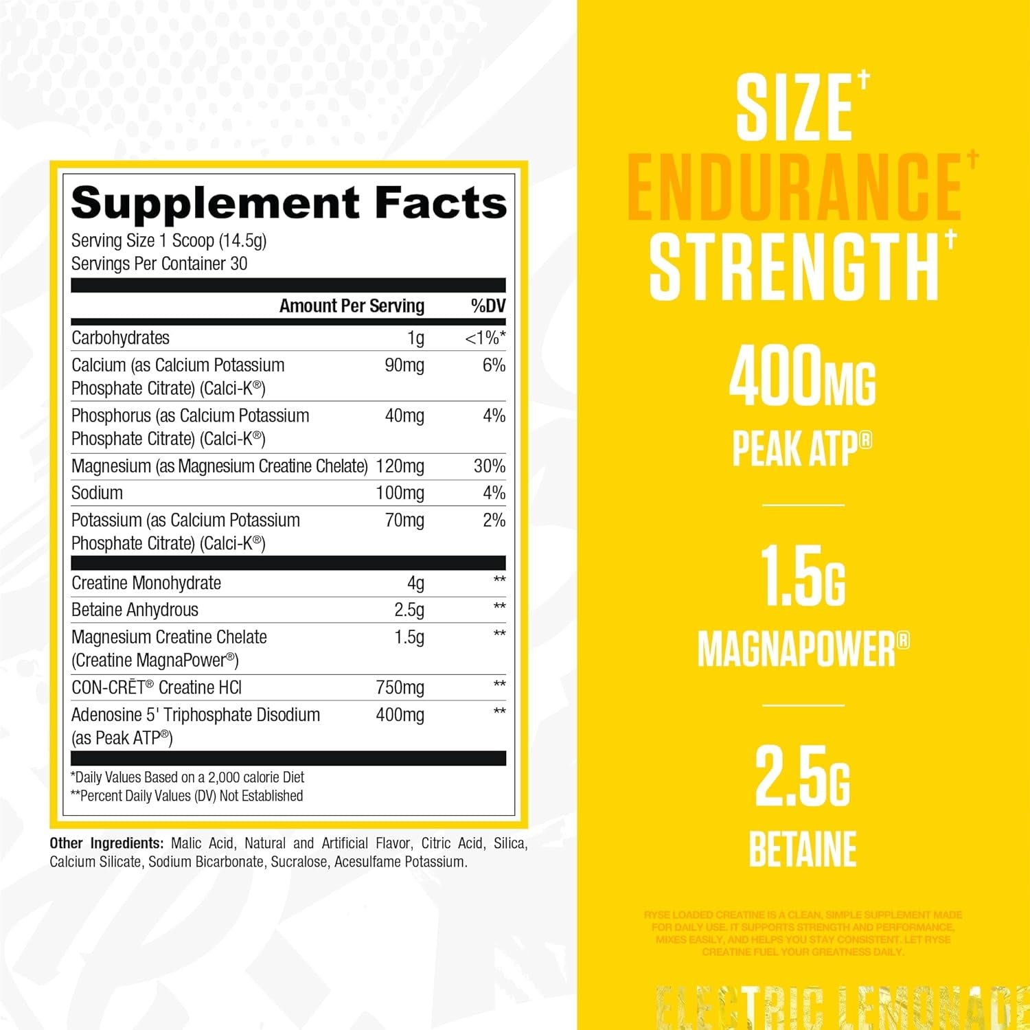 RYSE Loaded Creatine - Electric Lemonade
