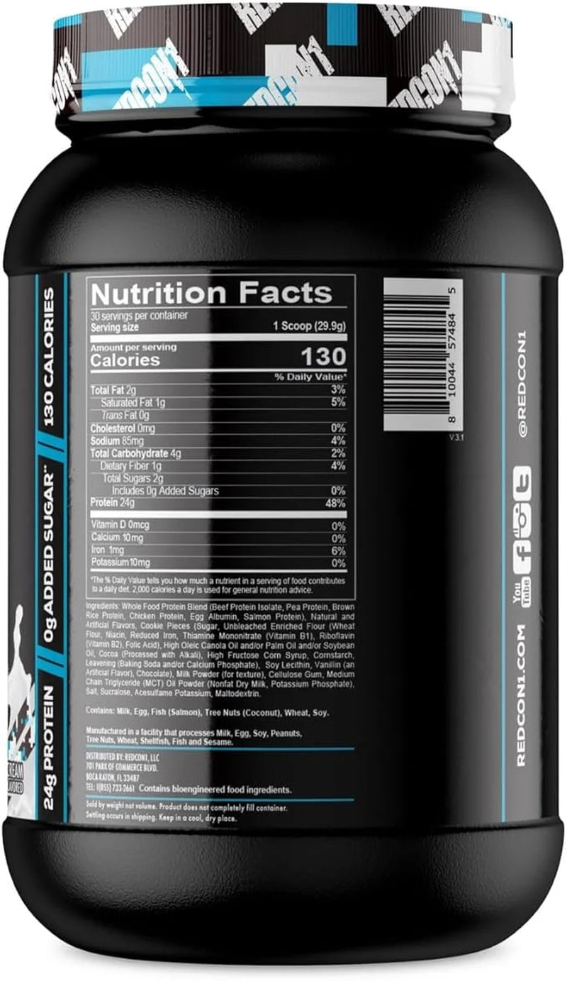 MRE Lite Whole Food Protein Powder, Cookies N' Cream - Low Carb & Whey Free Meal Replacement with Animal Protein Blends - Easy to Digest Supplement Made with MCT Oils (30 Servings)