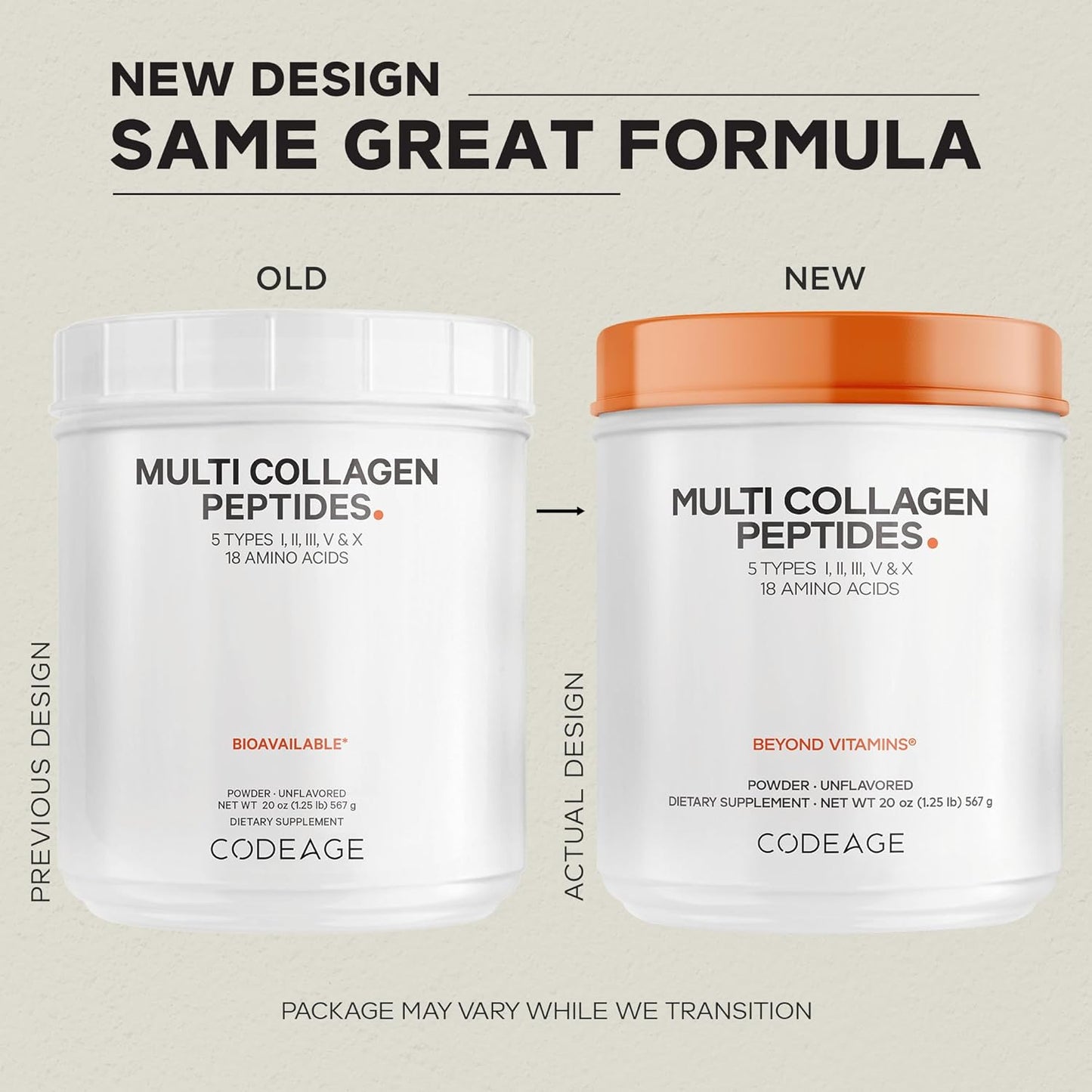 Codeage Hydrolyzed Multi Collagen Protein Powder Peptides - Unflavored