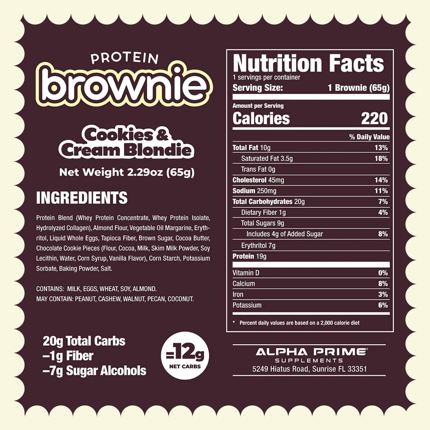 Alpha Prime Bites Protein Brownies - Chocolate Glazed Donut
