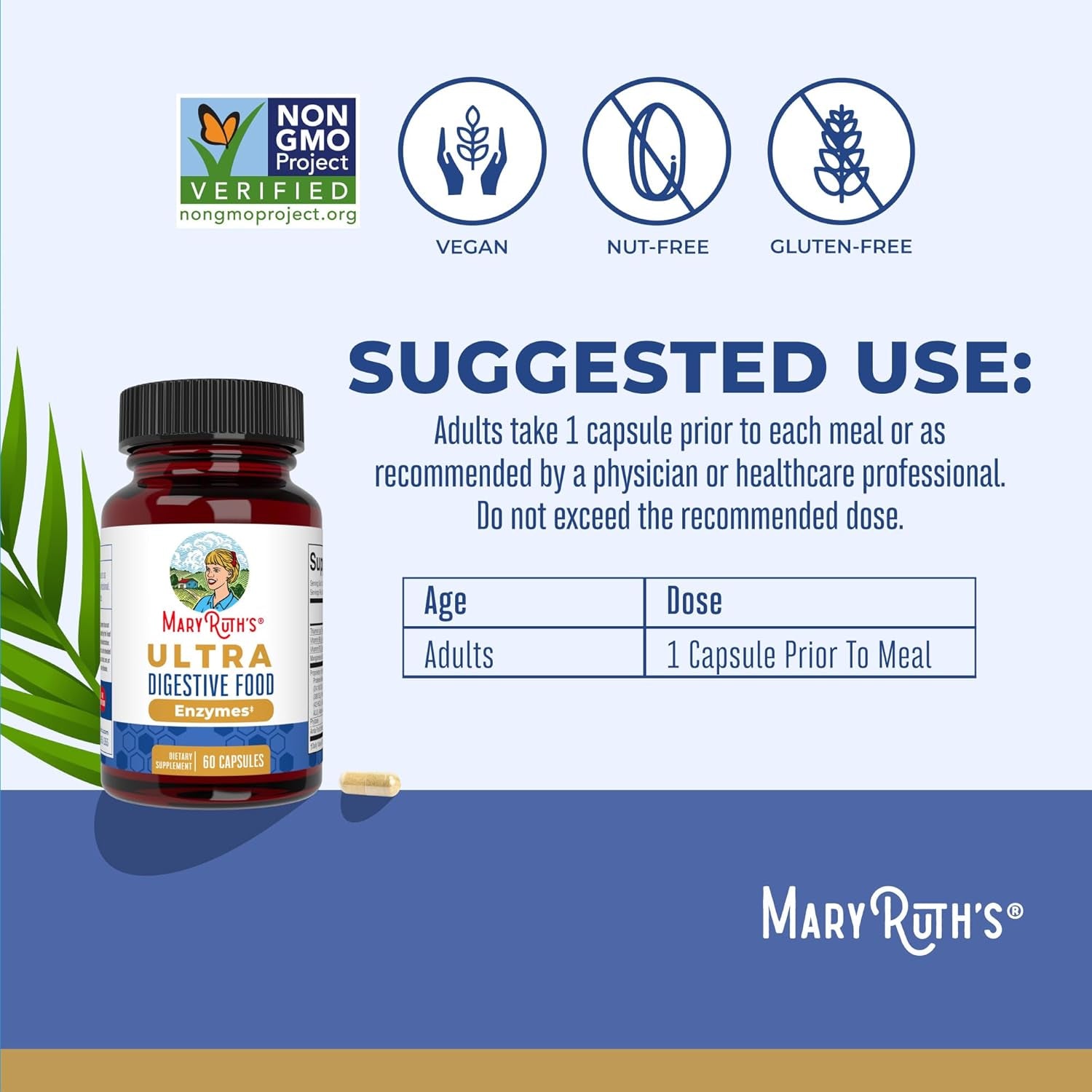 Ultra Digestive Enzymes Capsules | up to 2 Month Supply | Supplement for Gut Health Support | Digestion & Immune Support with Amylase | Lipase & Lactase | Vegan | 60 Count