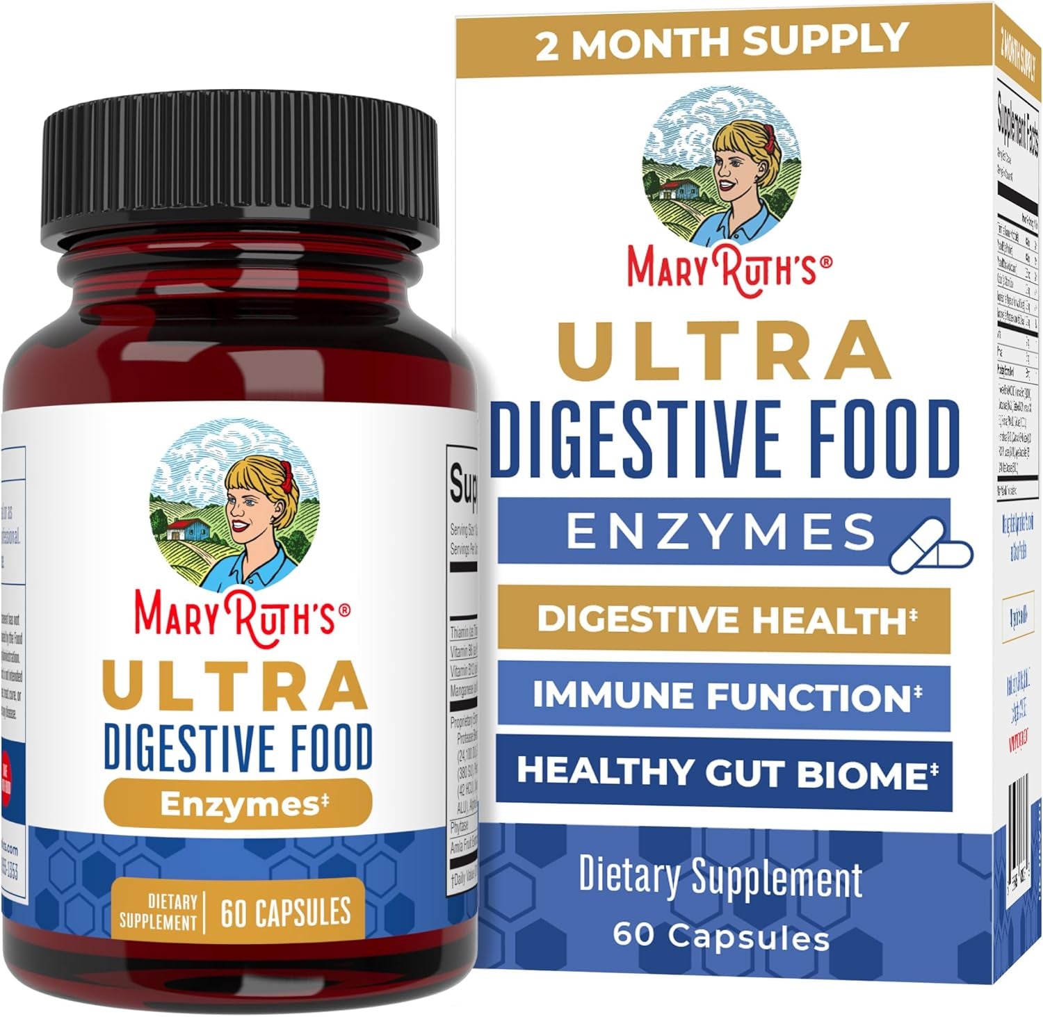 Ultra Digestive Enzymes Capsules | up to 2 Month Supply | Supplement for Gut Health Support | Digestion & Immune Support with Amylase | Lipase & Lactase | Vegan | 60 Count