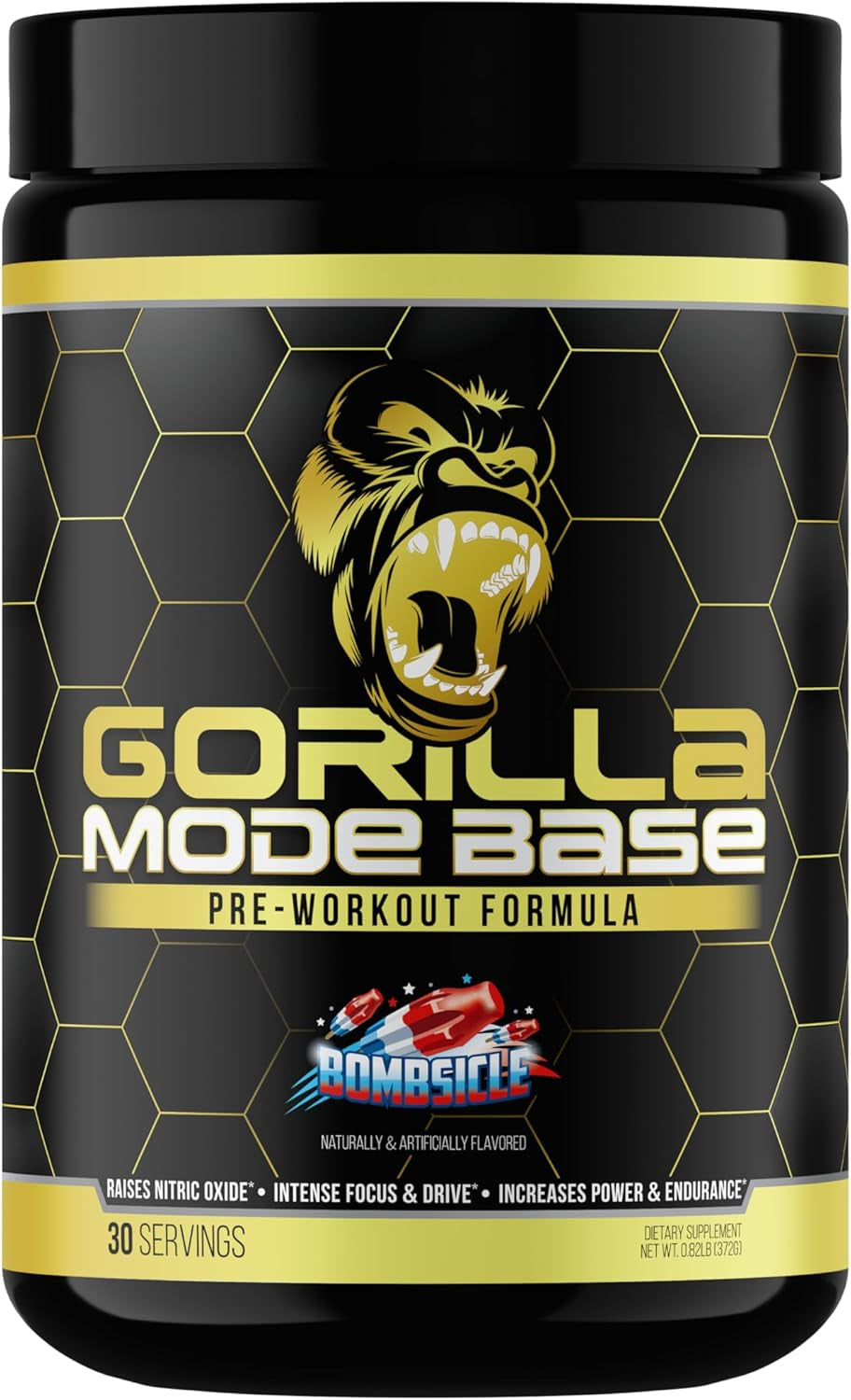 Base Pre Workout - Raises Nitric Oxide Intense Focus & Drive Endurance Power - L-Citrulline, L-Tyrosine, Betaine, Alpha-Gpc, Caffeine, Huperzine a - 360 Grams (Bombsicle)