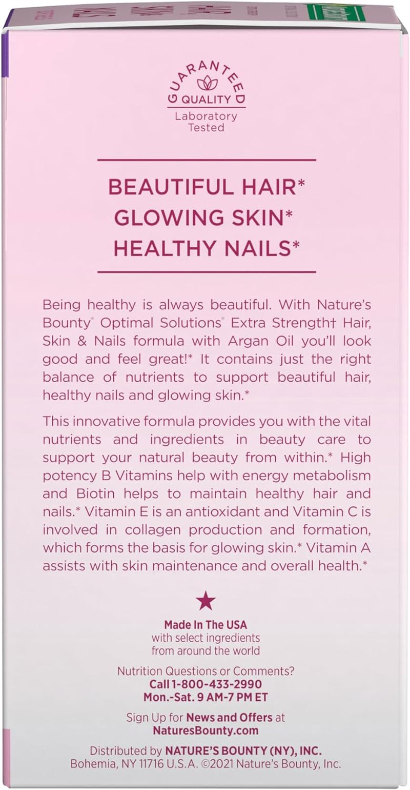 Advanced Hair, Skin & Nails, Argan-Infused Vitamin Supplement with Biotin and Hyaluronic Acid, 150 Rapid Release Softgels, 50 Total Servings