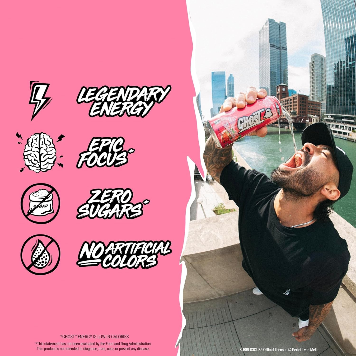 Ghost Energy Drinks - Bubblicious Strawberry Splash