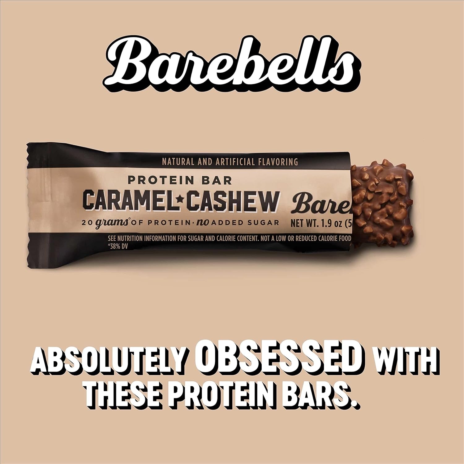 Protein Bars Caramel Cashew - 12 Count, Pack of 2 - Protein Snacks with 20G of High Protein - Chocolate Protein Bar with 1G of Total Sugars - Perfect on the Go Protein Snack & Breakfast Bars