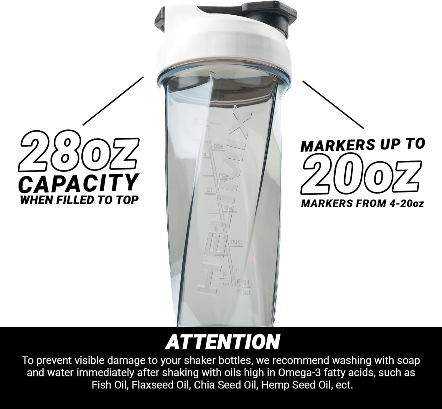Helimix 2.0 Vortex Blender Shaker Bottle - White 