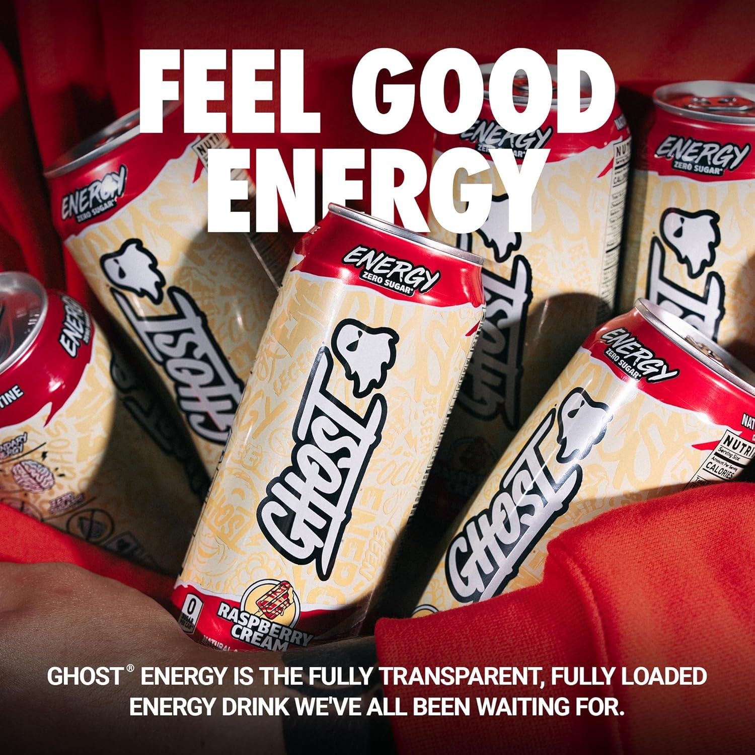 Energy Drink - 12-Pack, Raspberry Cream, 16Oz Cans - Energy & Focus & No Artificial Colors - 200Mg of Natural Caffeine, L-Carnitine & Taurine - Gluten-Free & Vegan