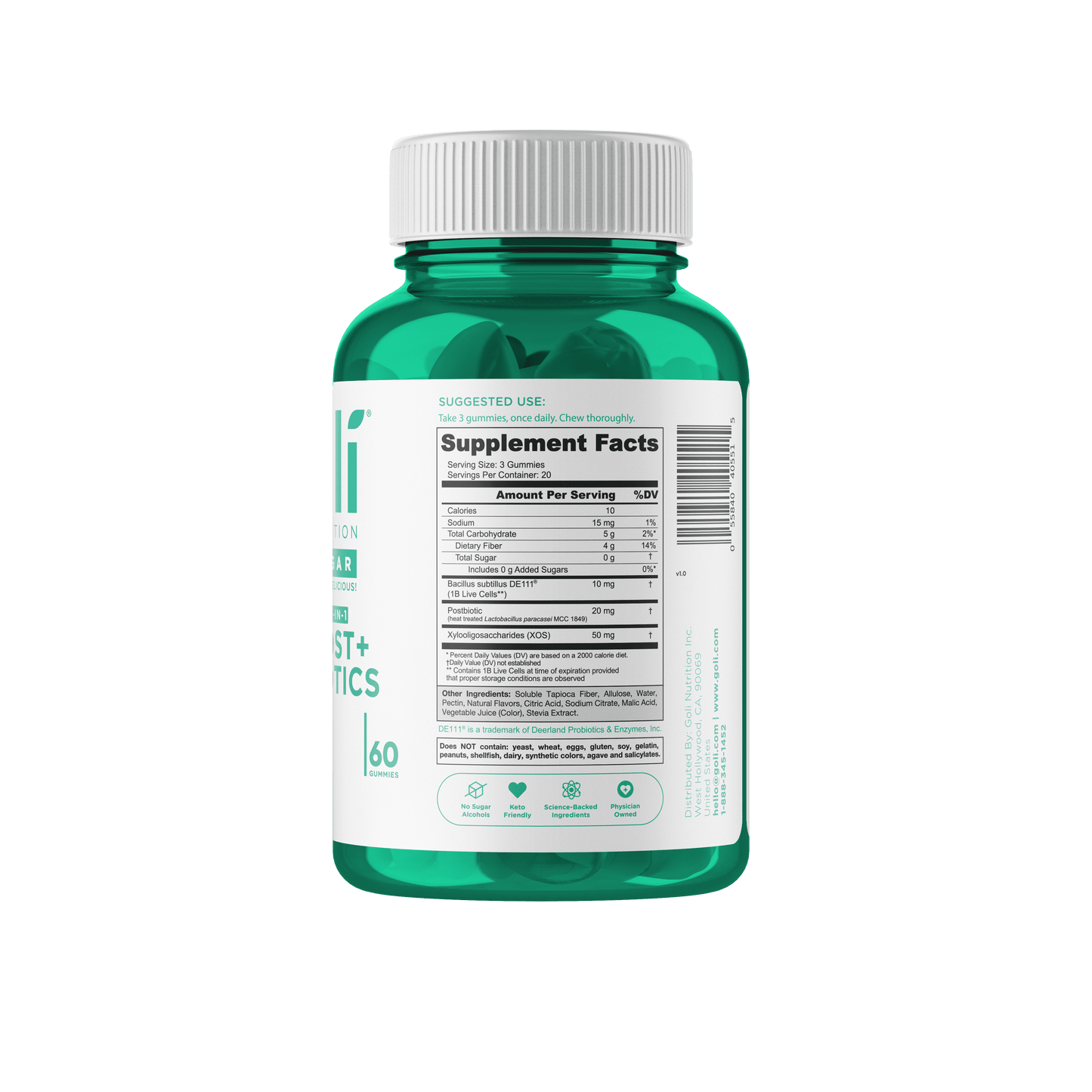 Goli Nutrition Pre-Post-Probiotic Zero Sugar Gummies
